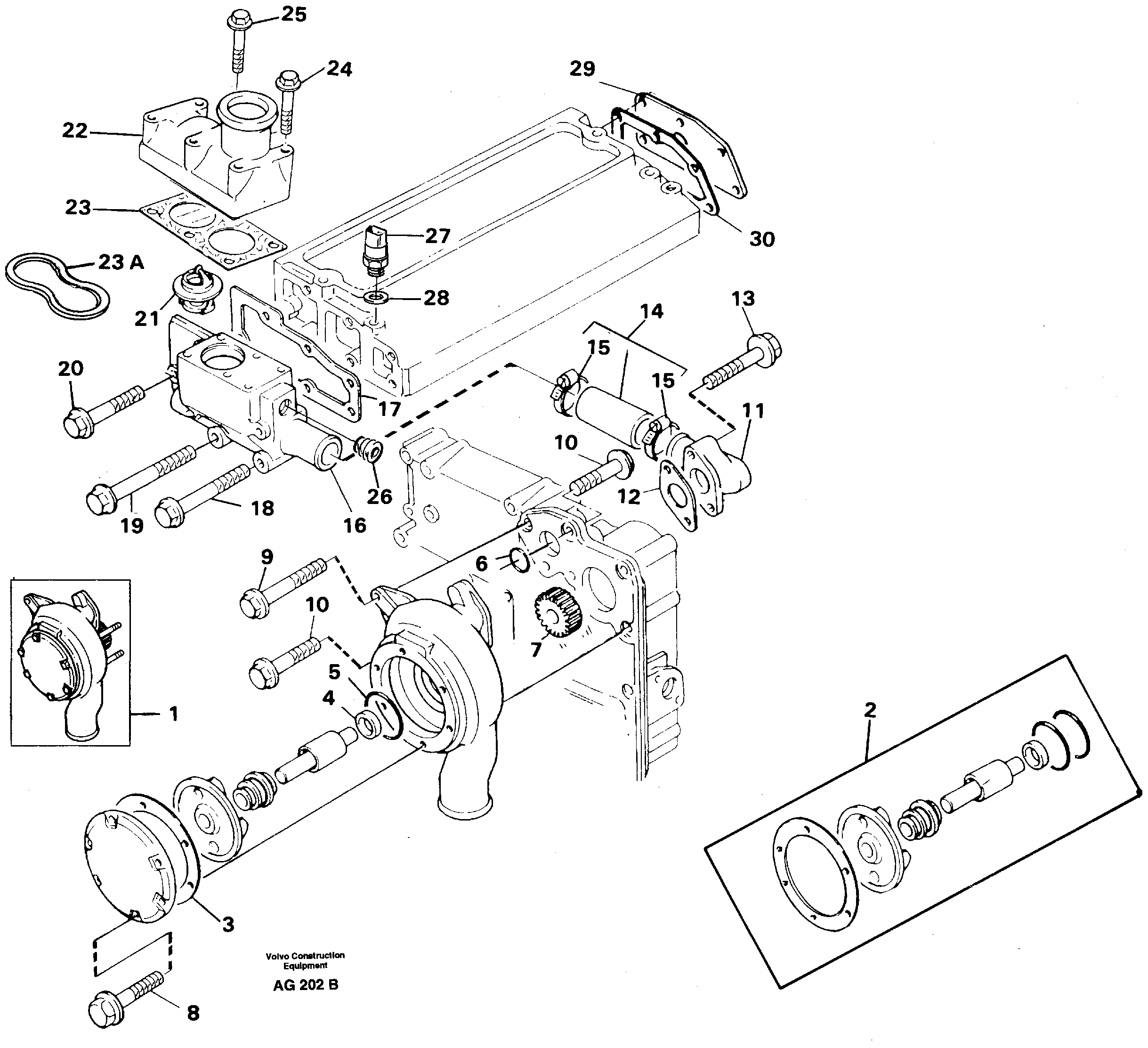 Water pump  TD 40 GA — volvo parts diagram