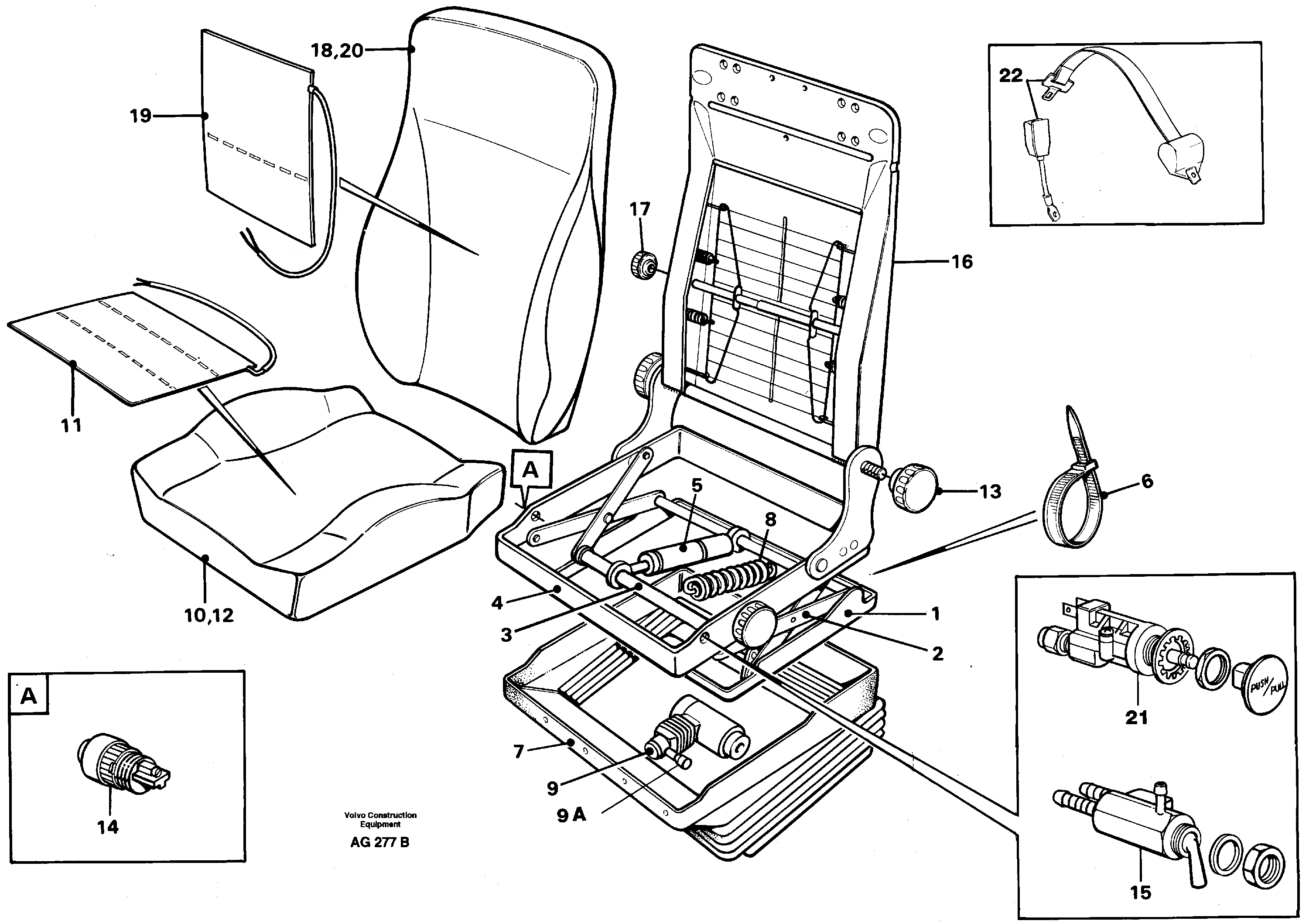 Operator's seat Be-ge  92409, 92410, 94908, 94910 — volvo parts diagram
