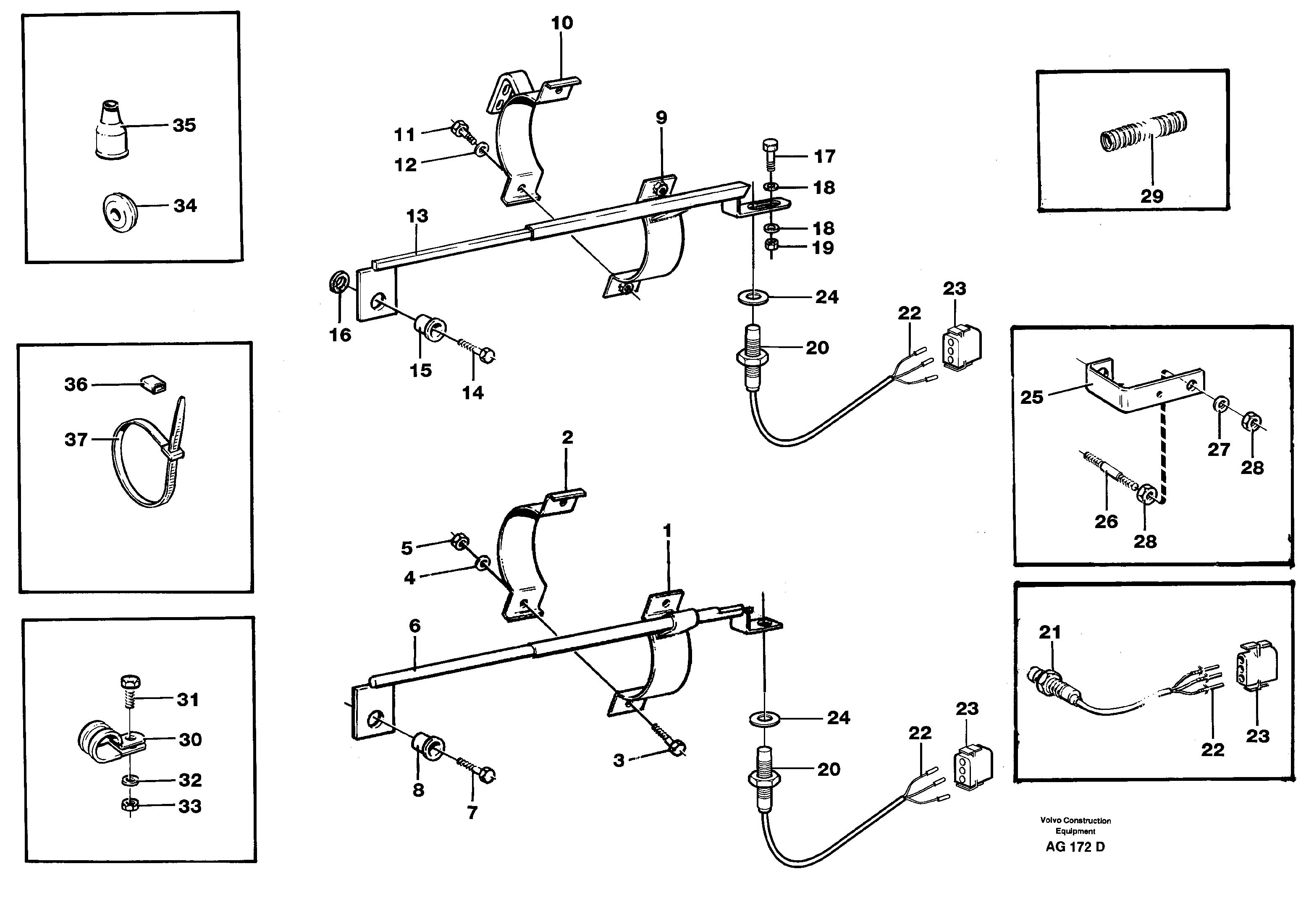 Bucket positioner and boom kickout  STD,  92163,  92164 — volvo parts diagram