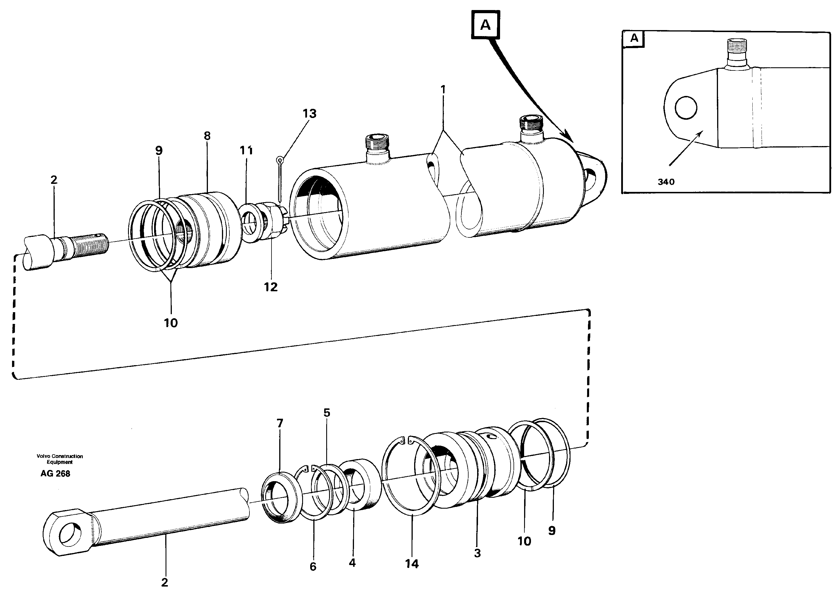 Hydraulic cylinder  92094, 92661, VOLVO BM — volvo parts diagram