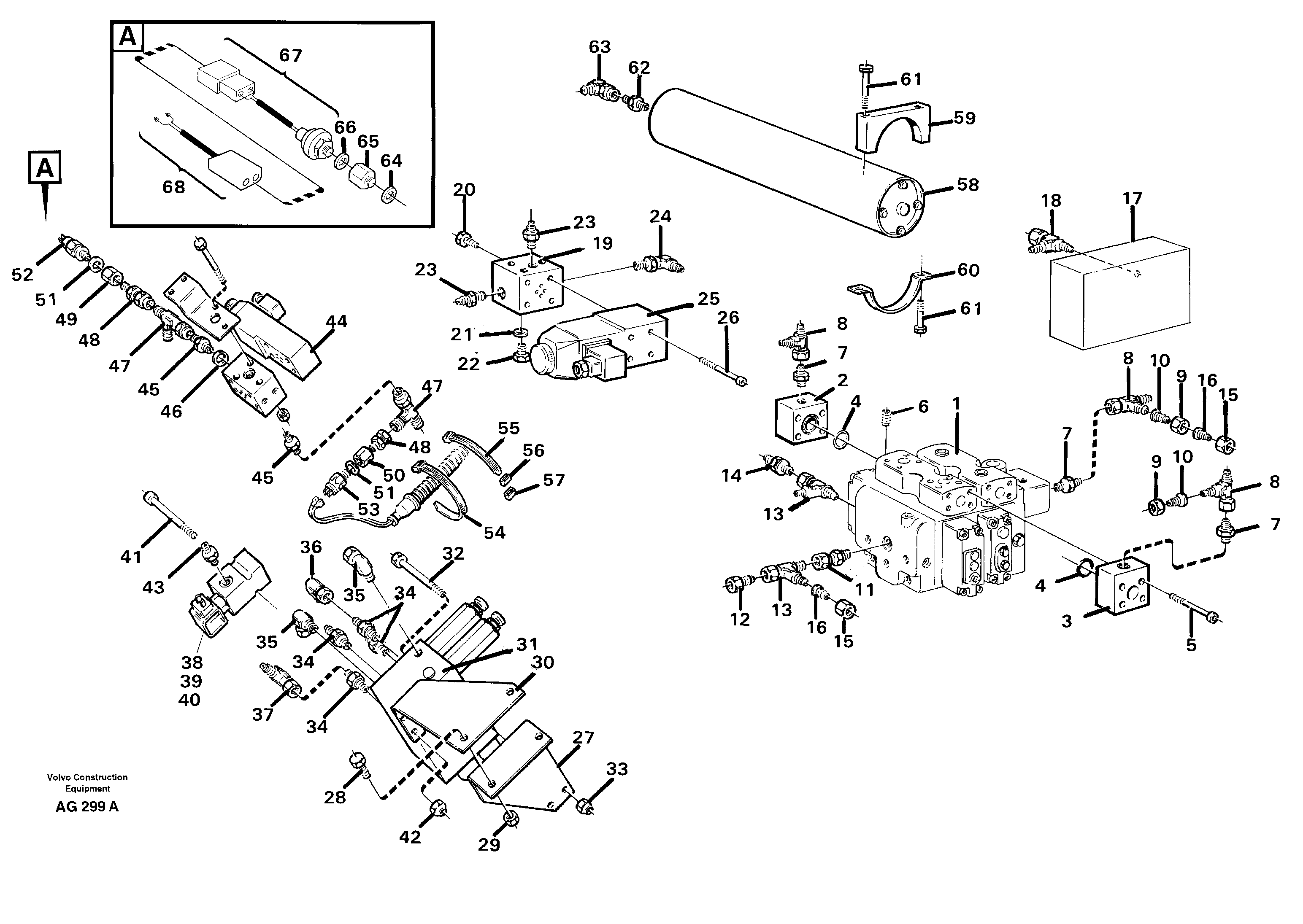 Boom suspension system, valves and nipples  92241 — volvo parts diagram