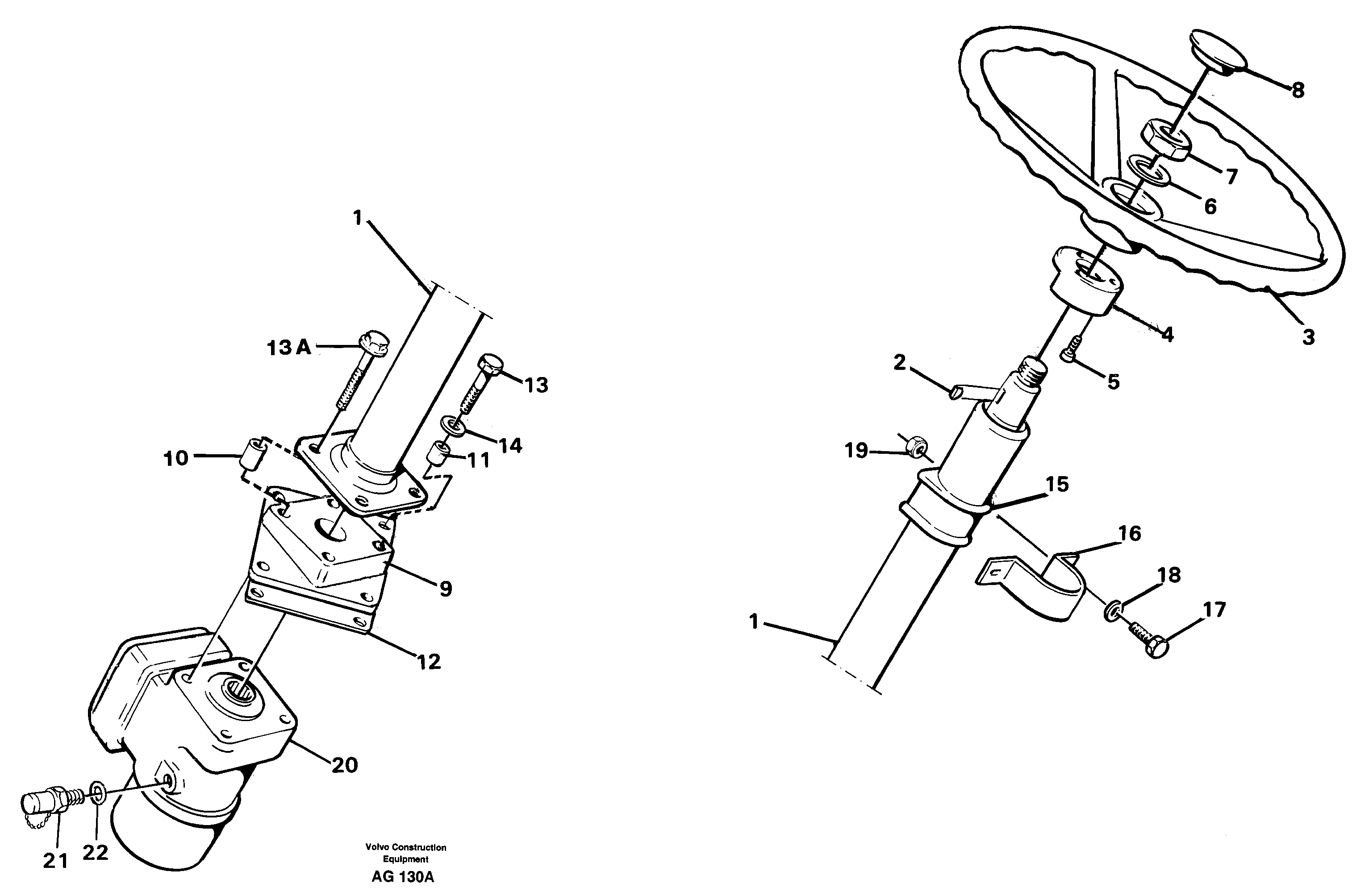 Steering column assembly — volvo parts diagram