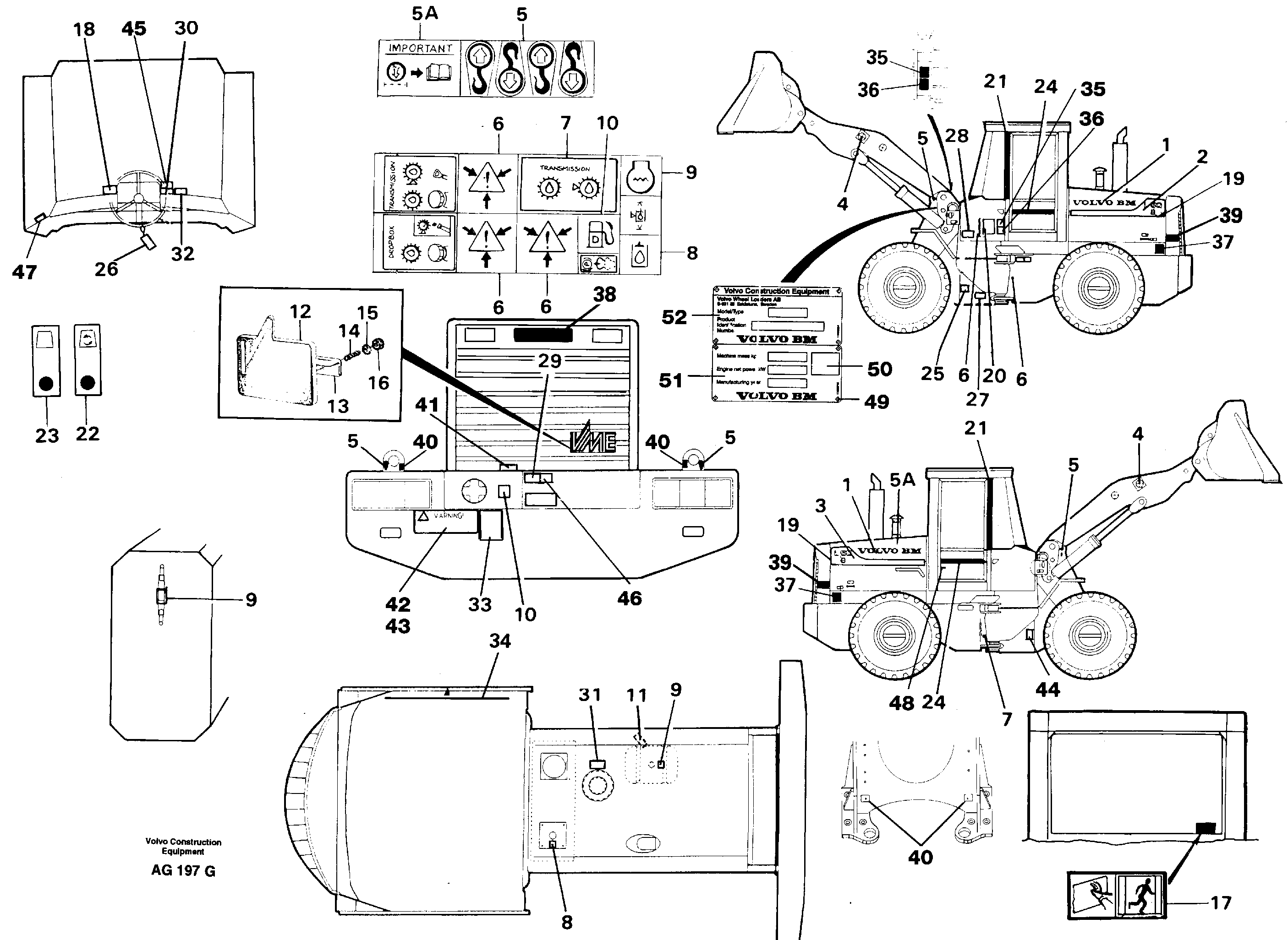 Sign plates and decals  92276, 92277, 92280, 92444 — volvo parts diagram