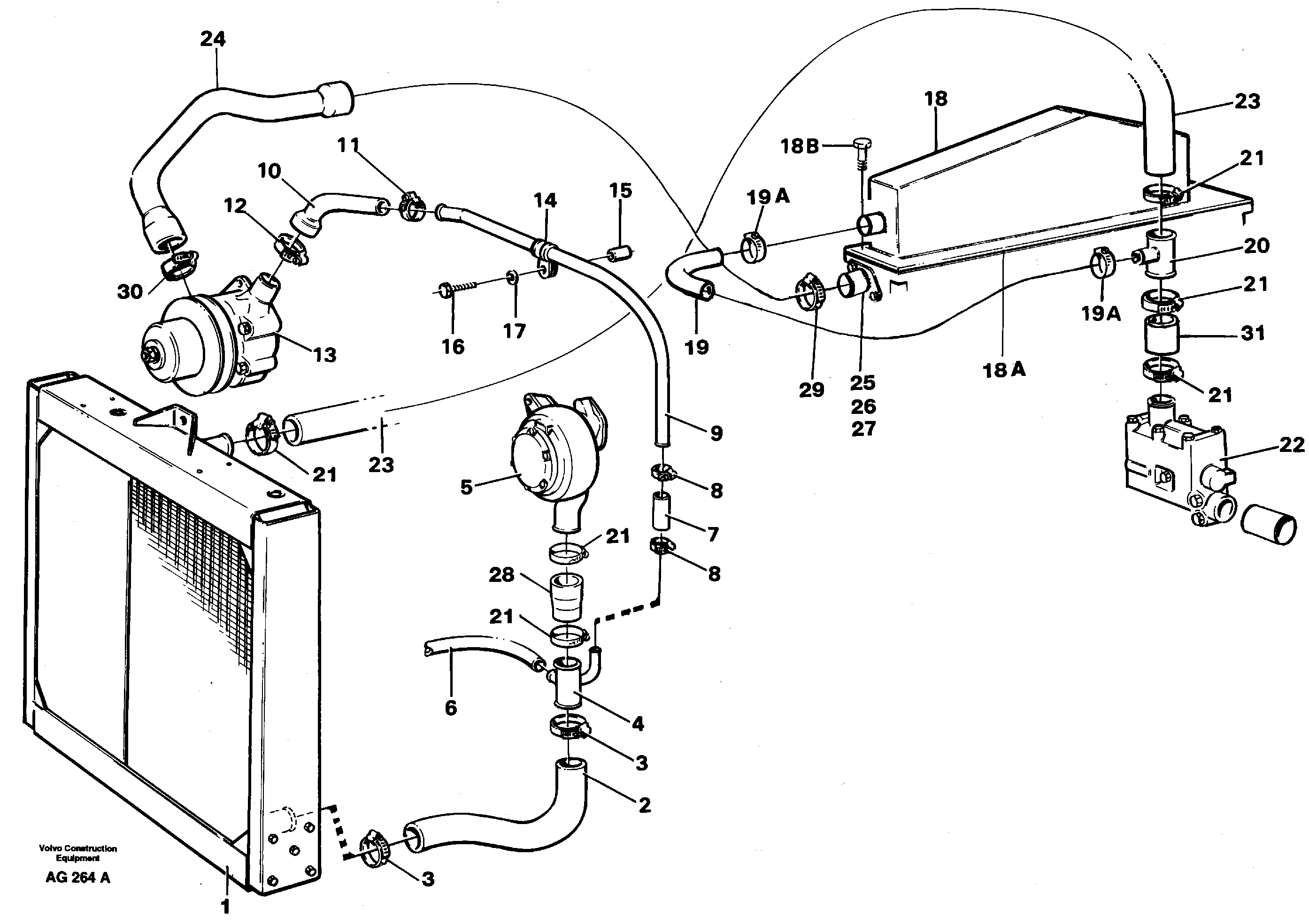 Cooling system  TD 40 KAE — volvo parts diagram