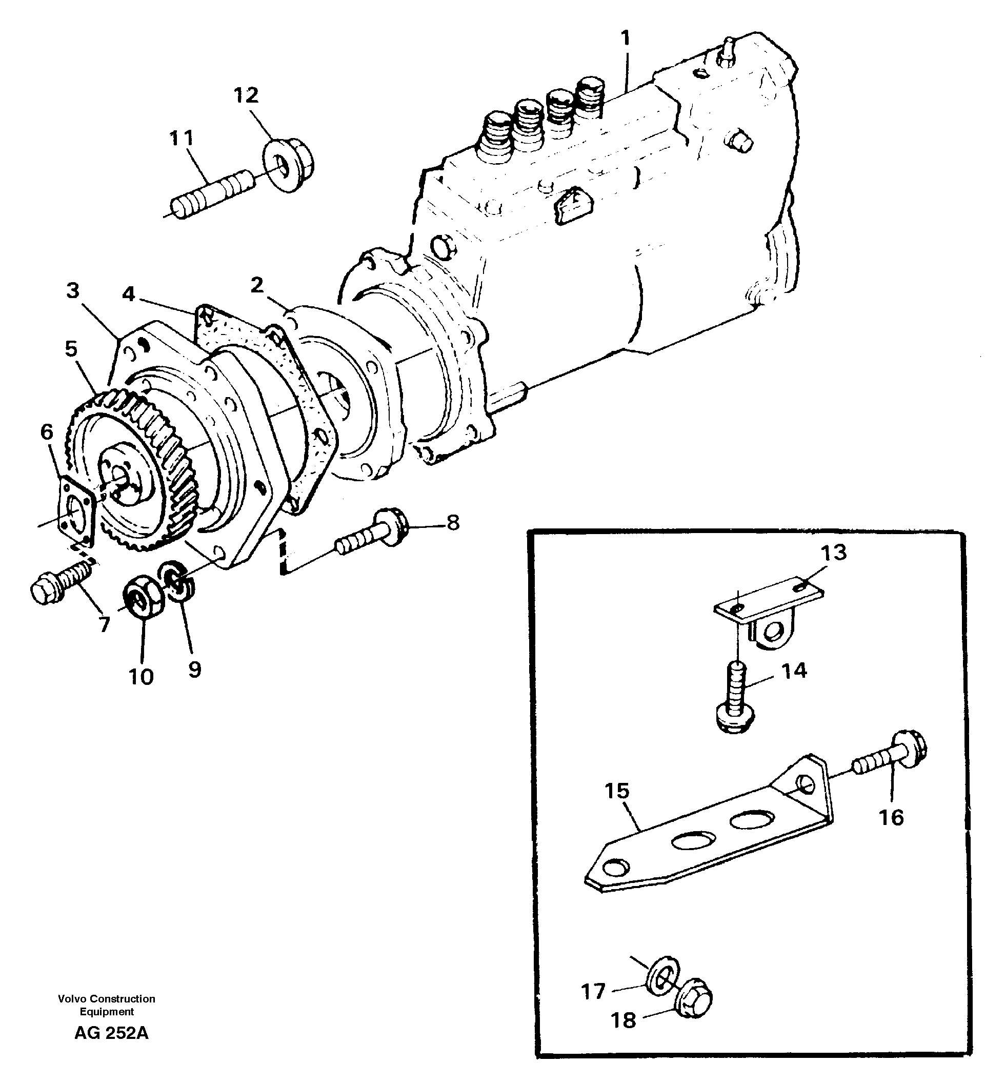 Fuel injection pump with fitting parts  TD 40 KAE — volvo parts diagram