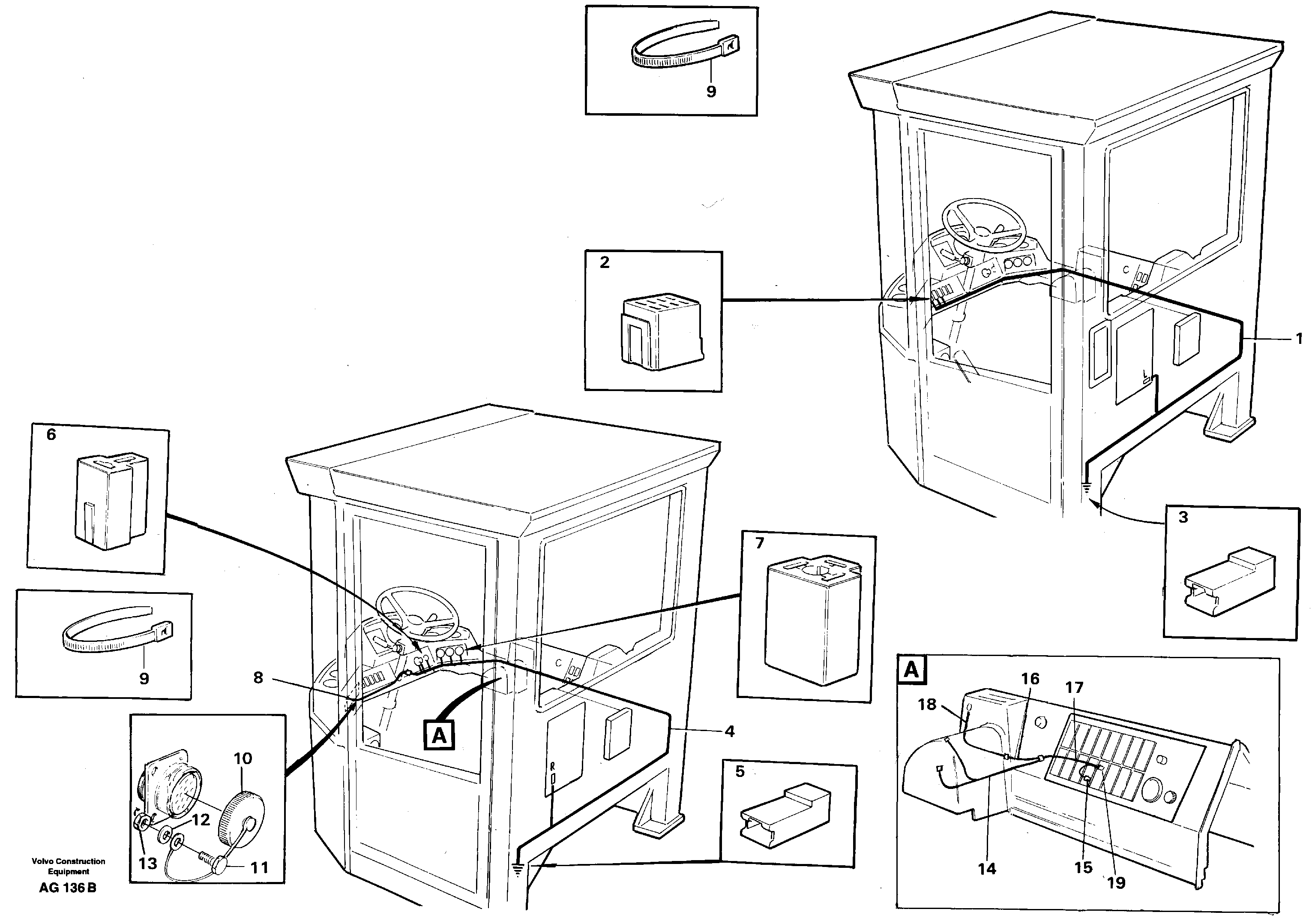 Cable harnesses, cab — volvo parts diagram