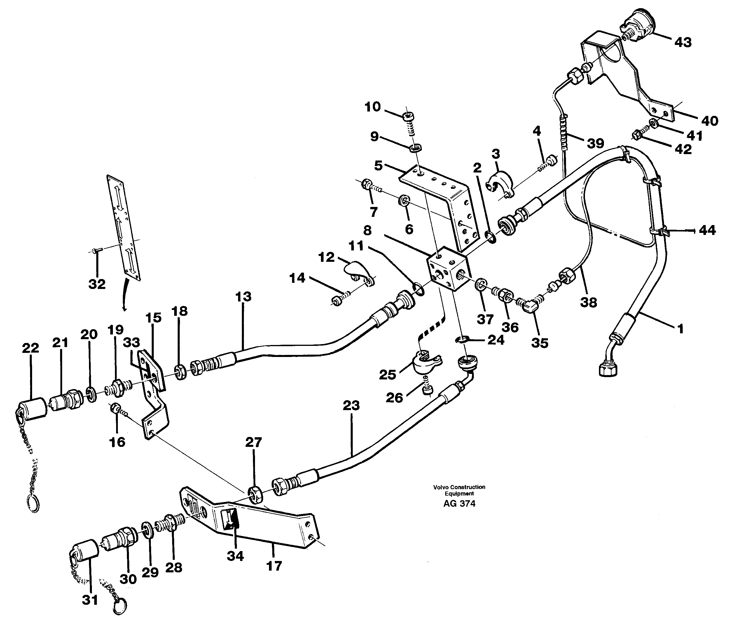 Feed lines, hydraulic power take off Gp  92660 — volvo parts diagram