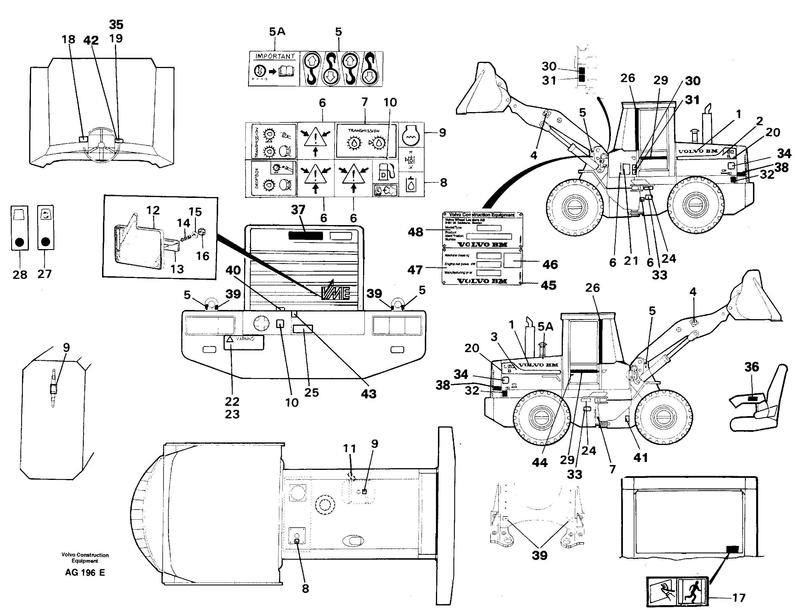 Sign plates and decals  92150, 92275, 92278, 92279, 92281 — volvo parts diagram