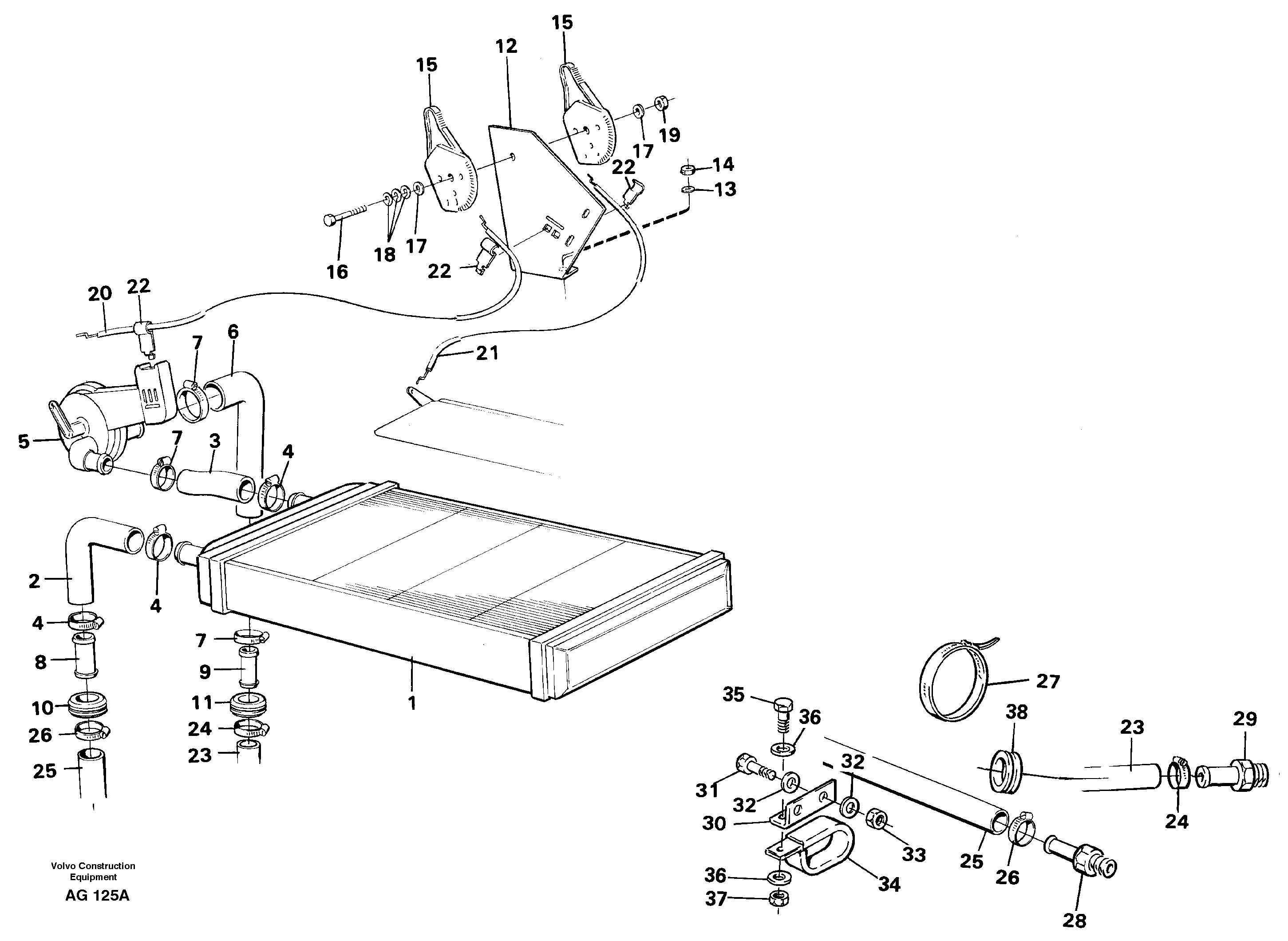 Radiator and control — volvo parts diagram