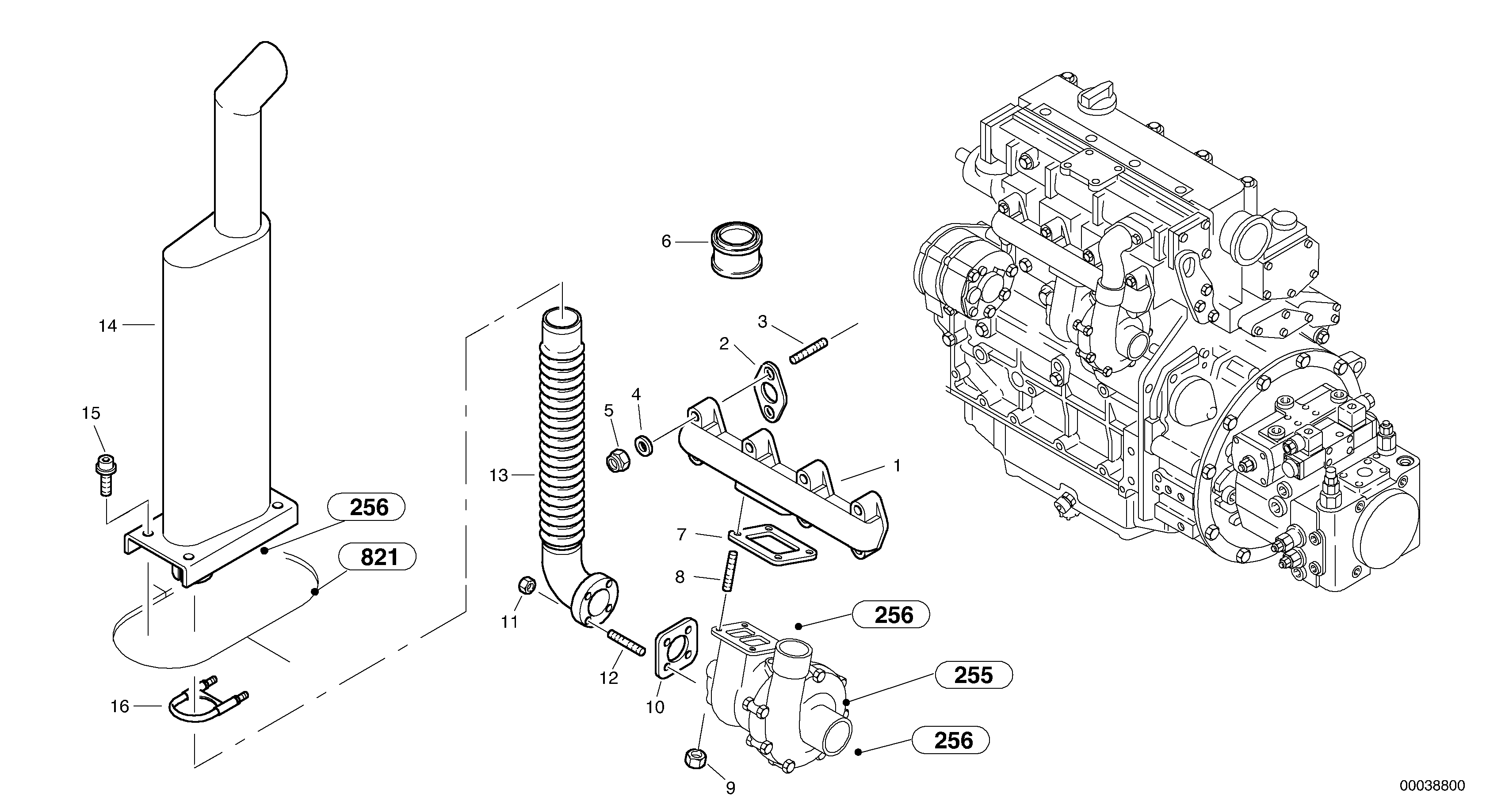 Exhaust system — volvo parts diagram