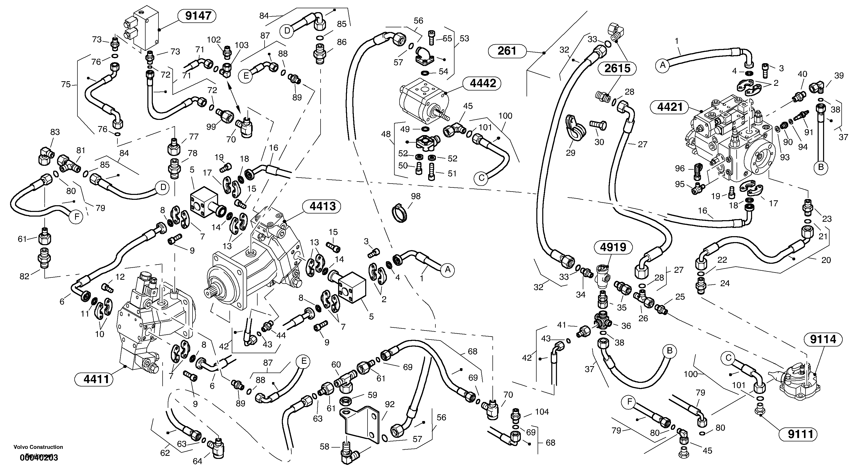 Lines - hydrostatic drive — volvo parts diagram