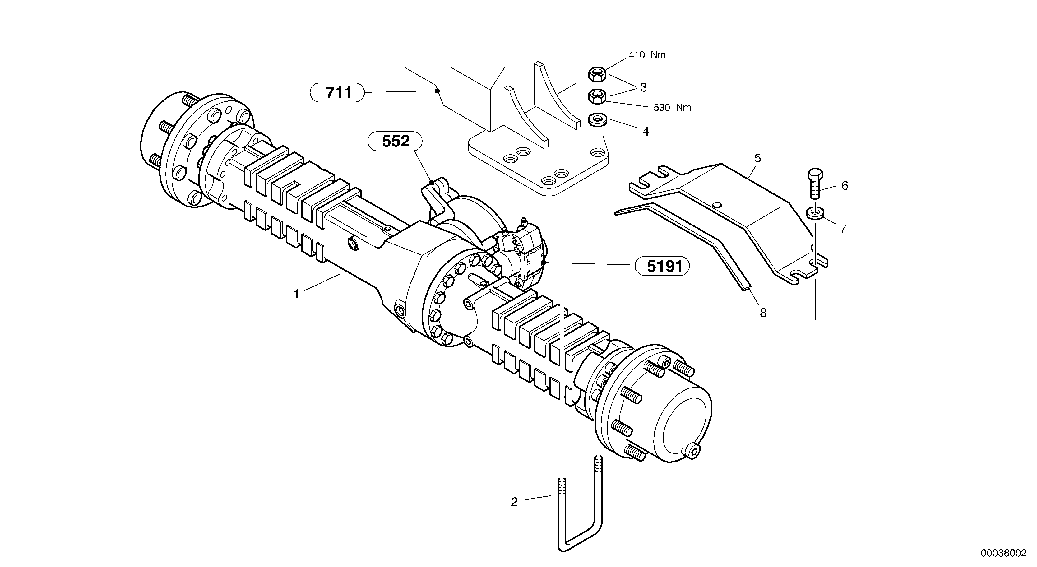 Assembly - front axle — volvo parts diagram