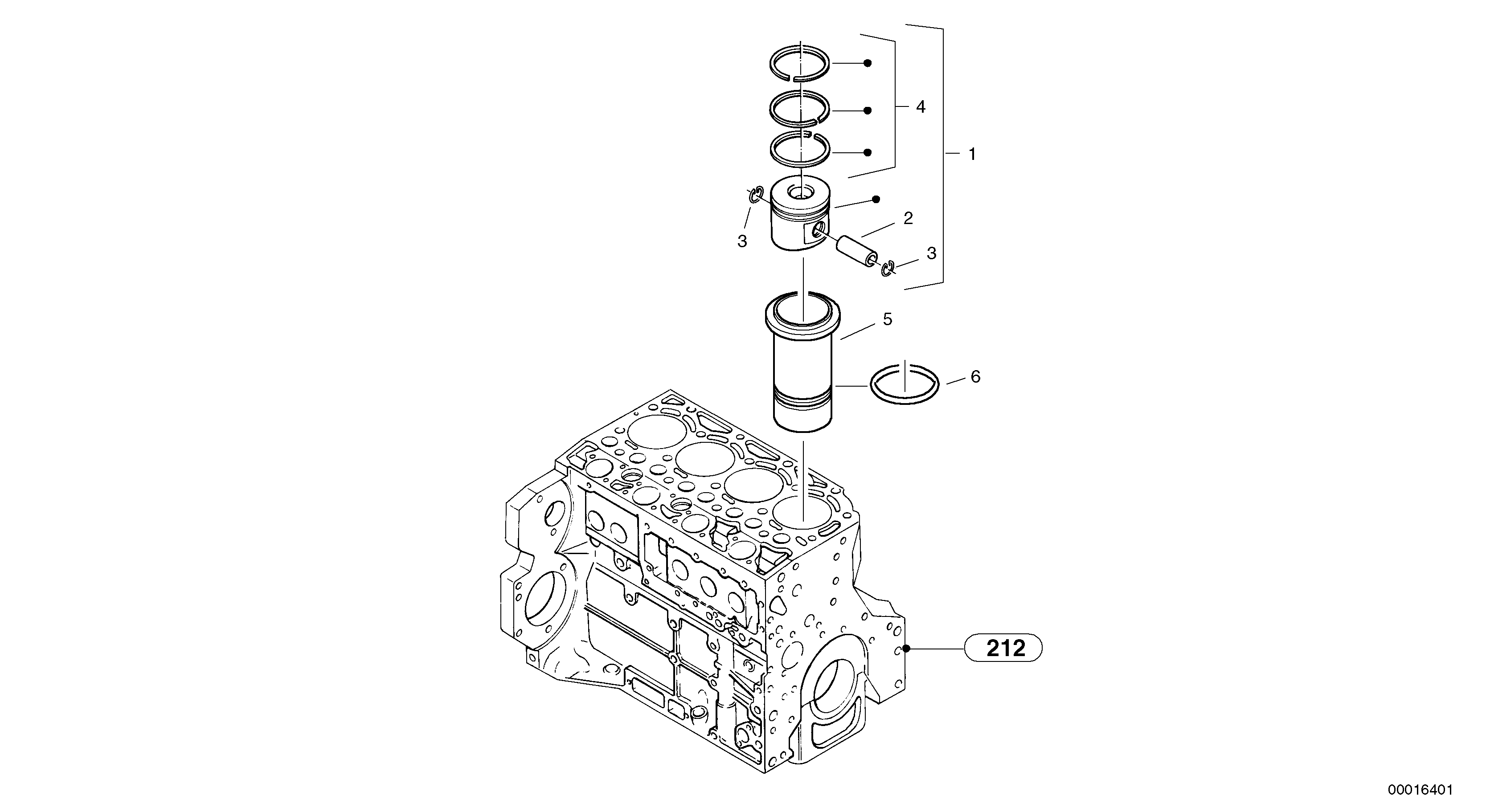 Cylinder bush and piston — volvo parts diagram