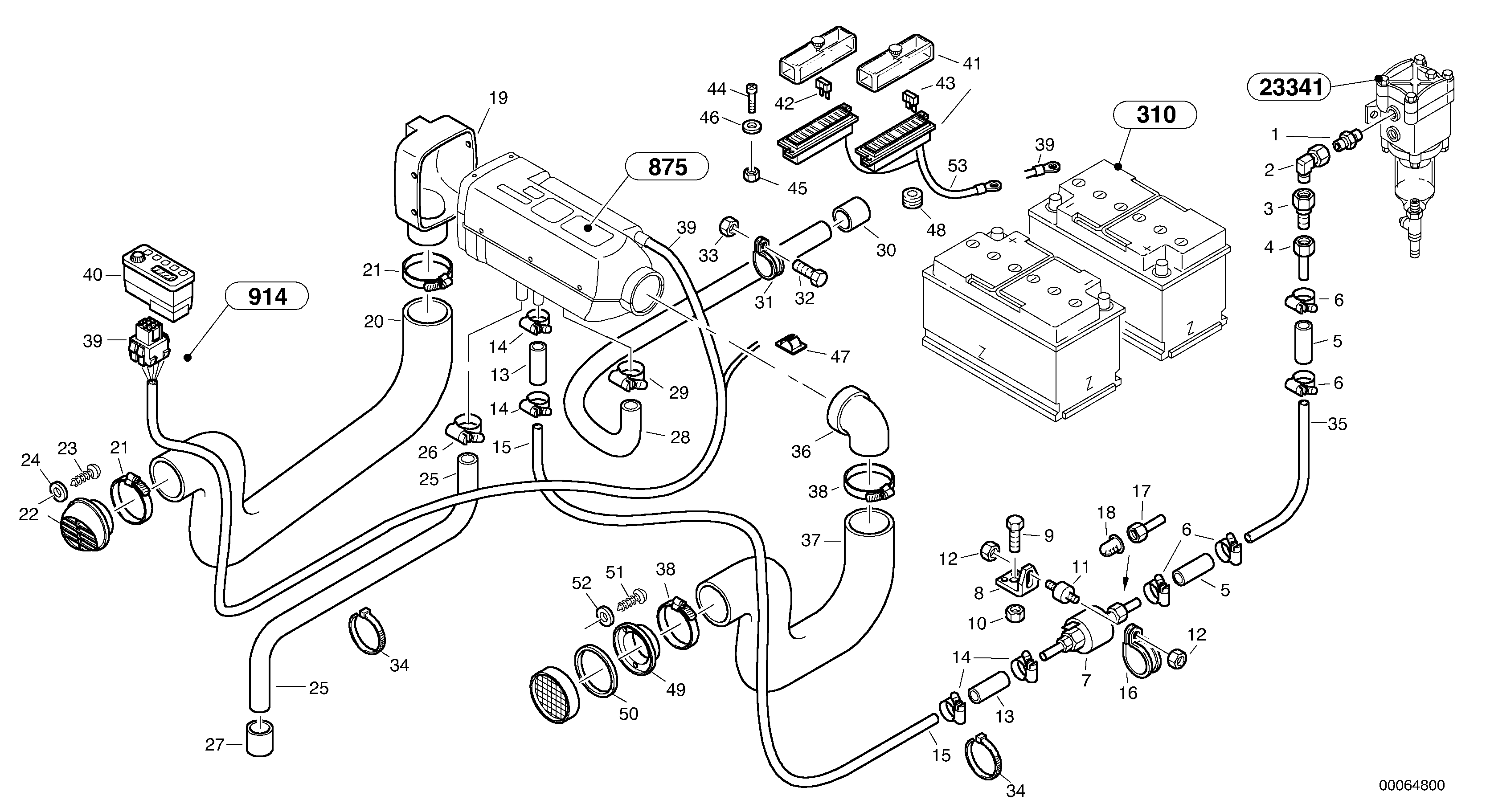 Heater - Assembly, D1 — volvo parts diagram