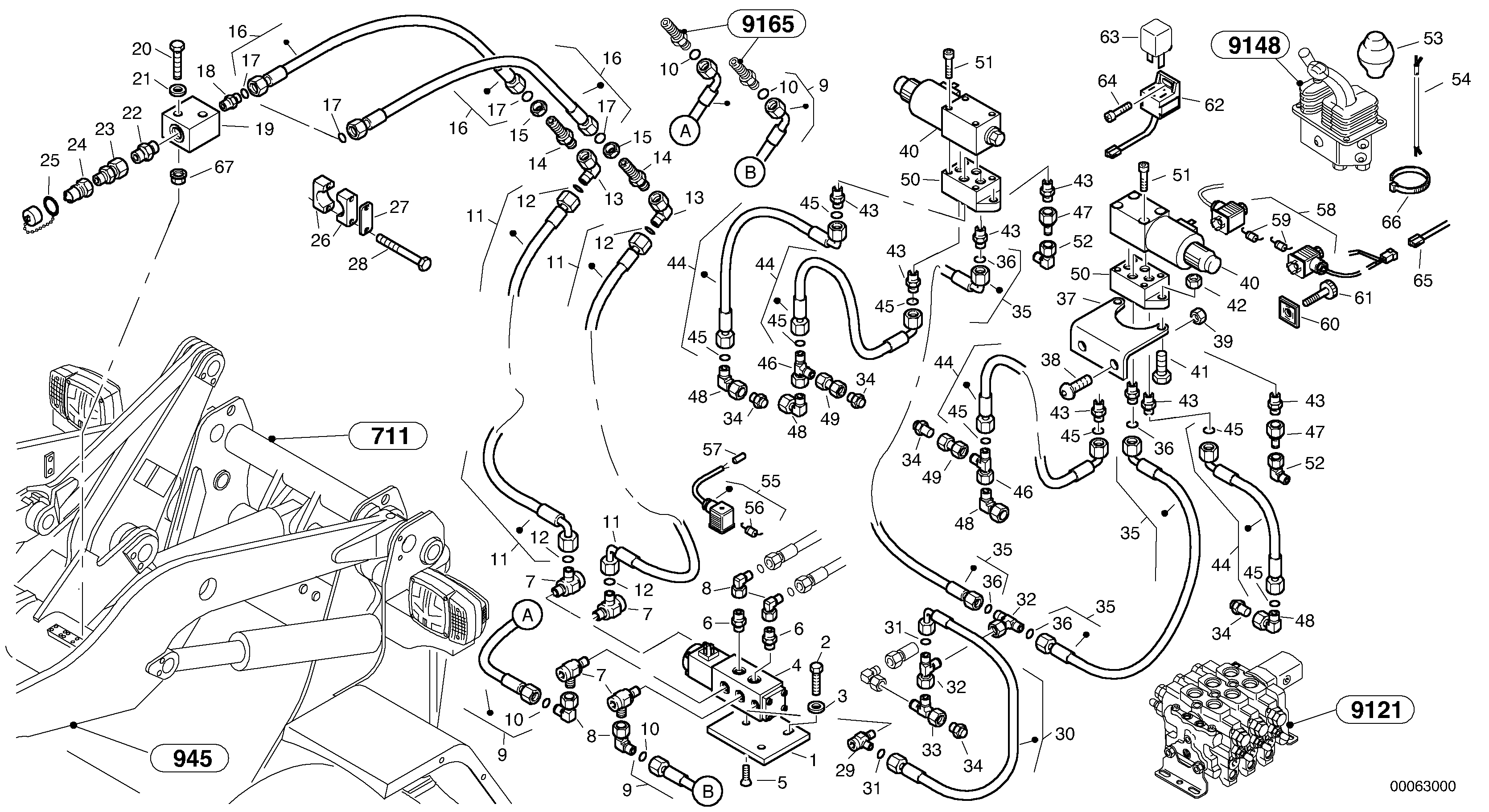 Hydraulic function - Nr. 3 + 4 — volvo parts diagram
