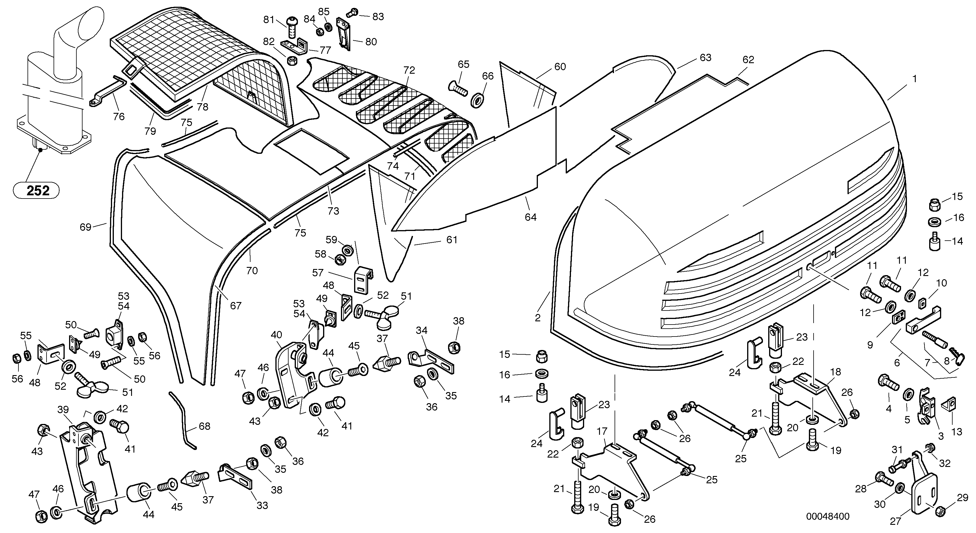 Engine hood — volvo parts diagram