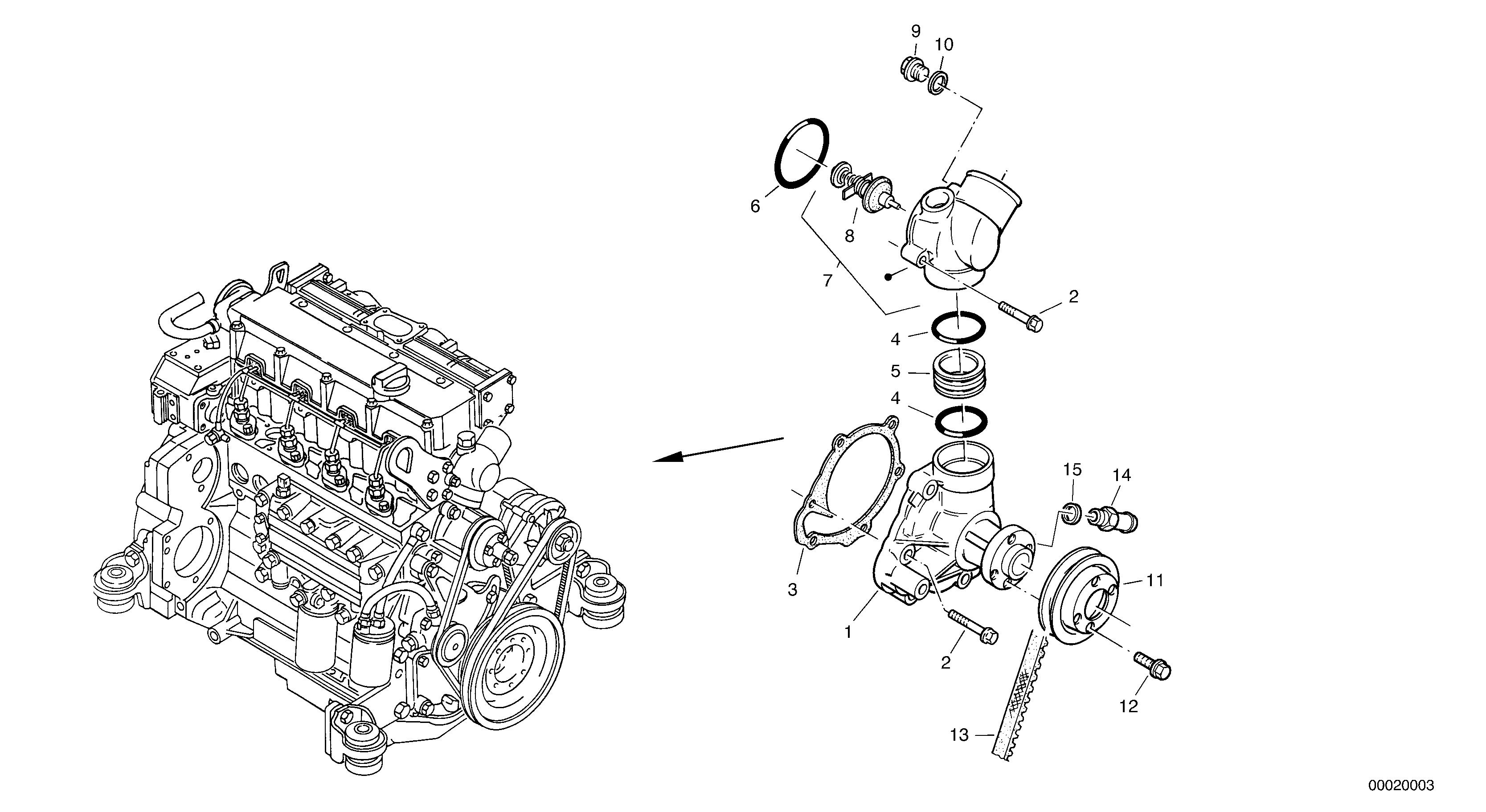 Water pump, Thermostat — volvo parts diagram