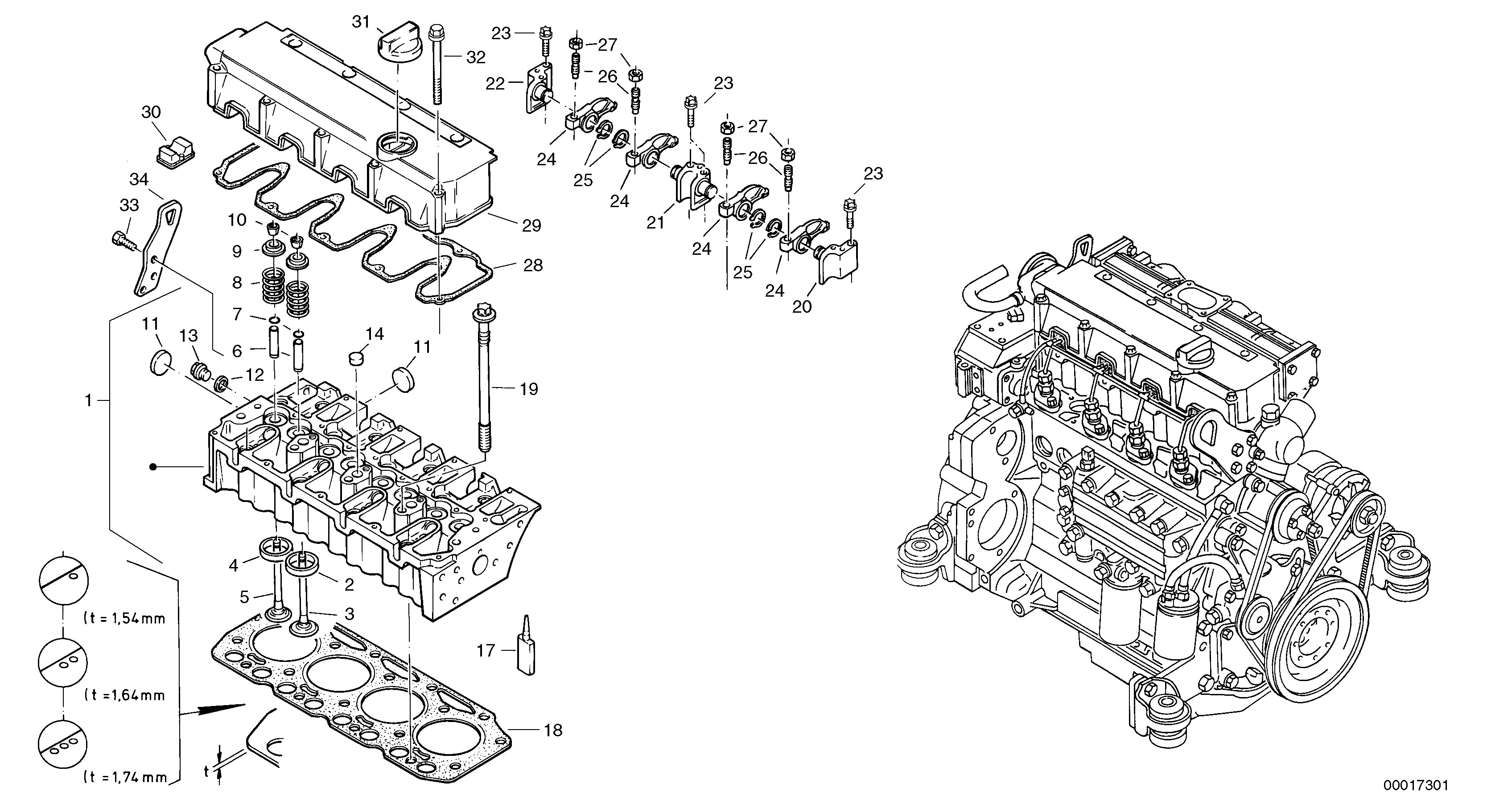 Cylinder head, timing gears — volvo parts diagram