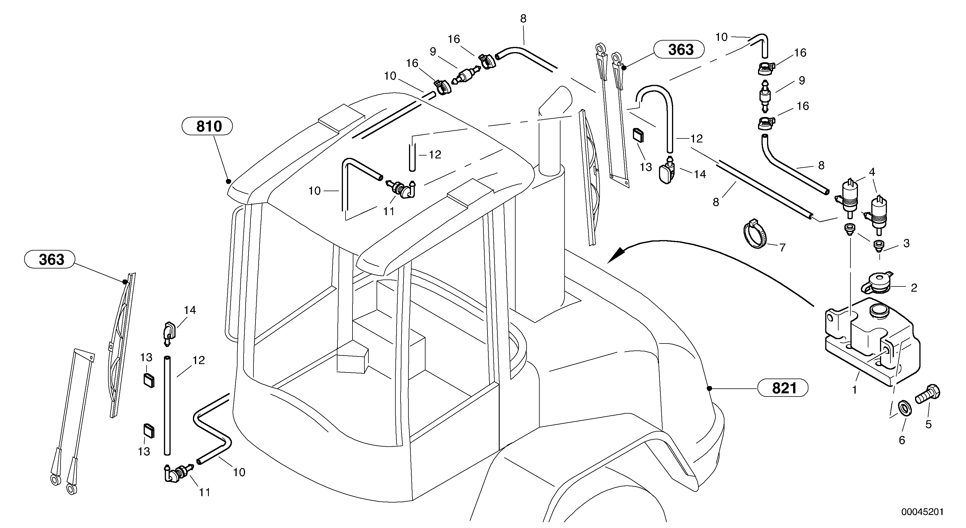 Windscreen washer system — volvo parts diagram