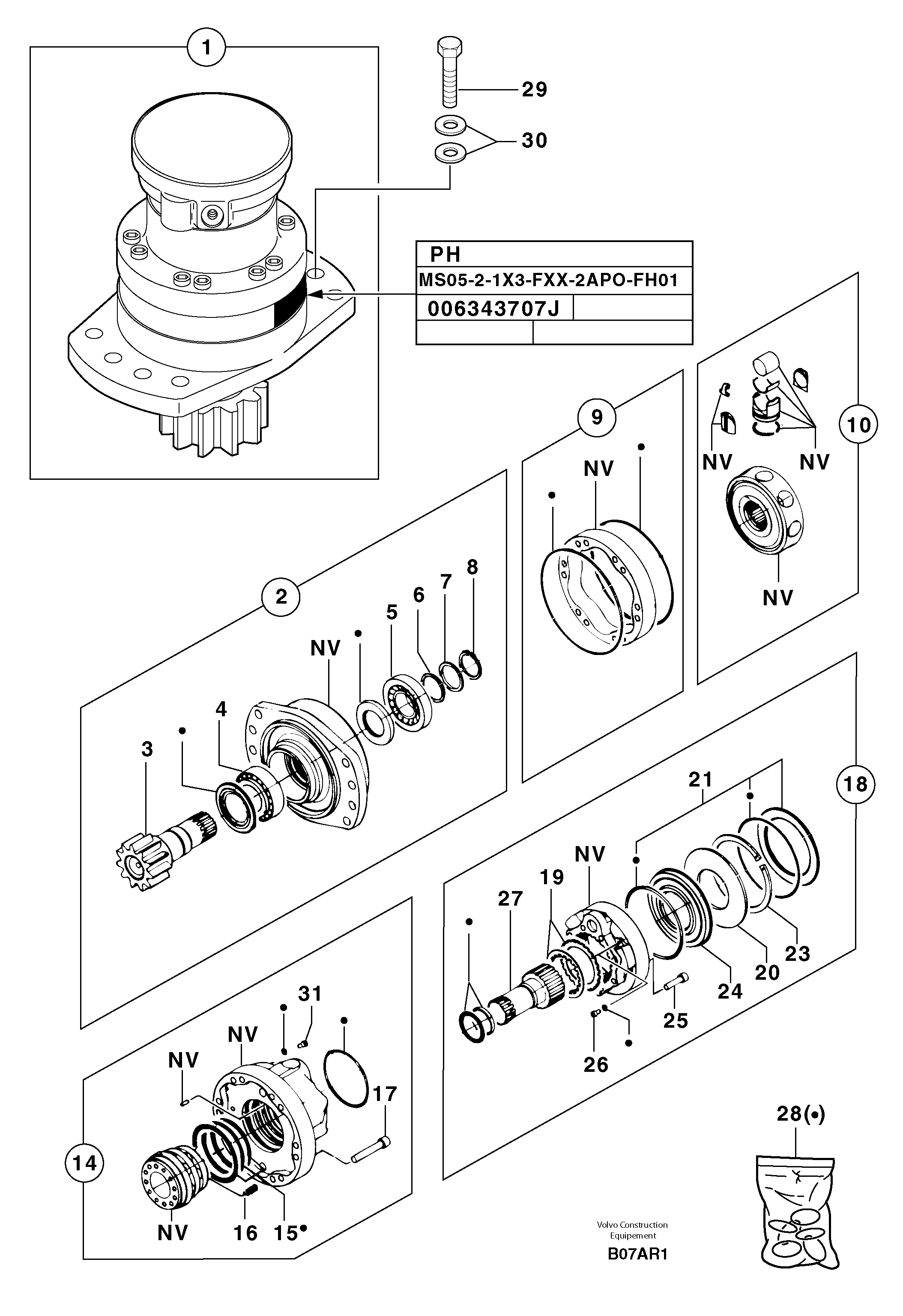 Slewing gear motor — volvo parts diagram