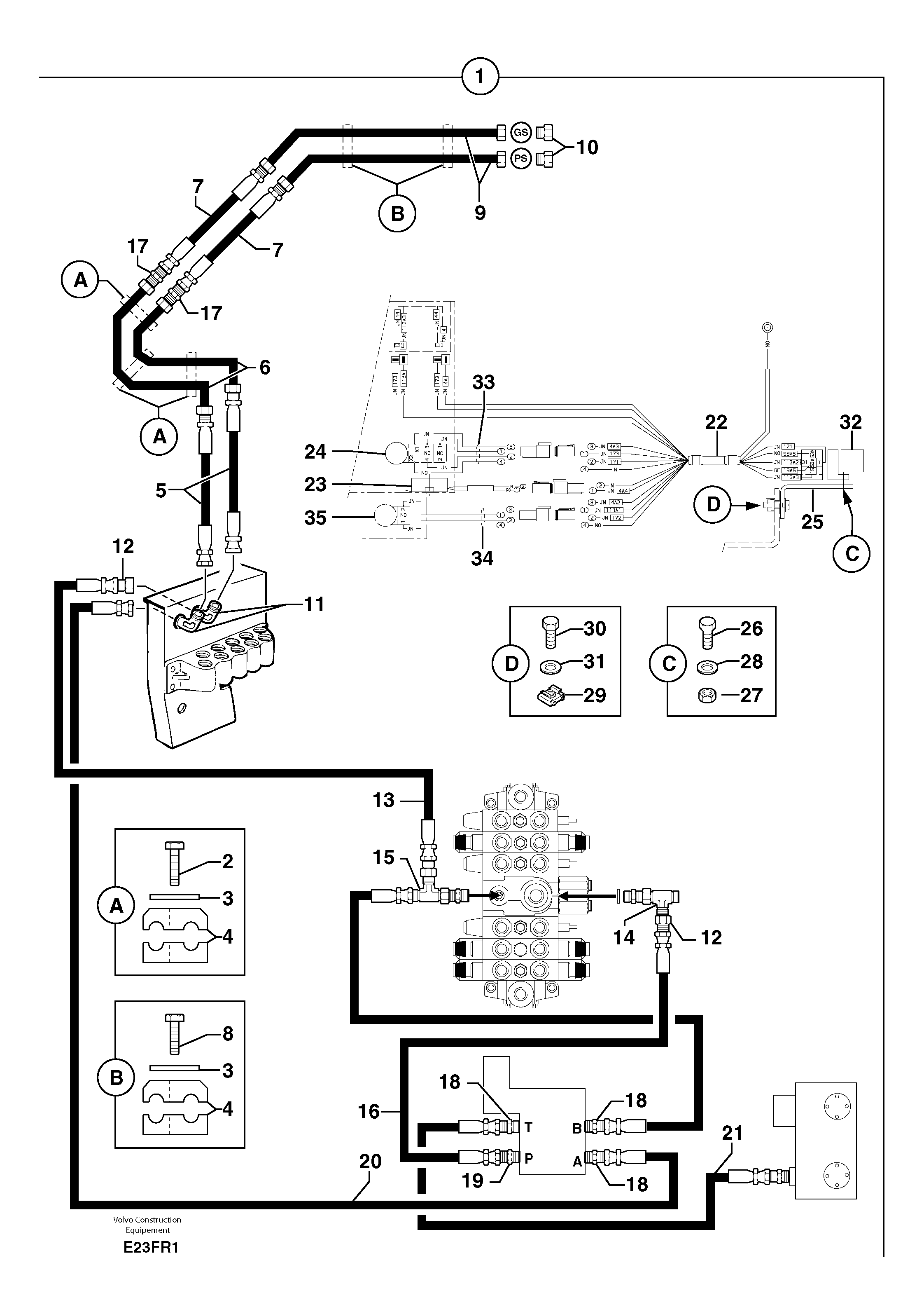 Hyd. circuit (quickfit/double-acting) — volvo parts diagram