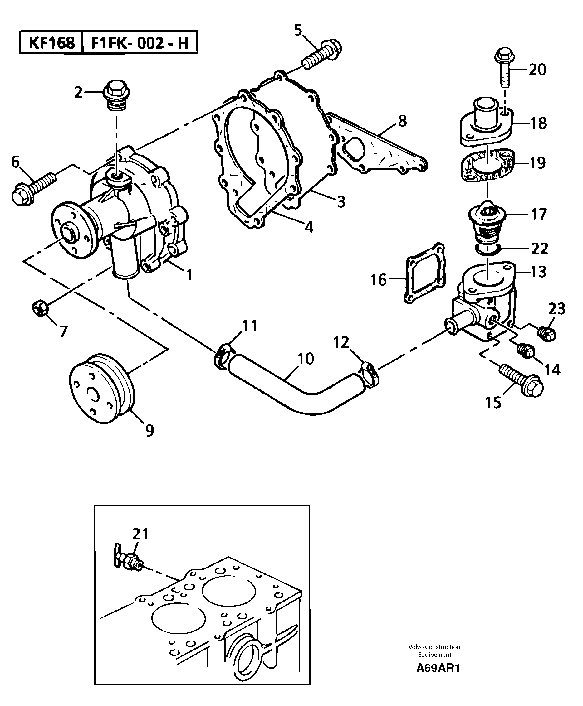 Water pump / thermostat — volvo parts diagram