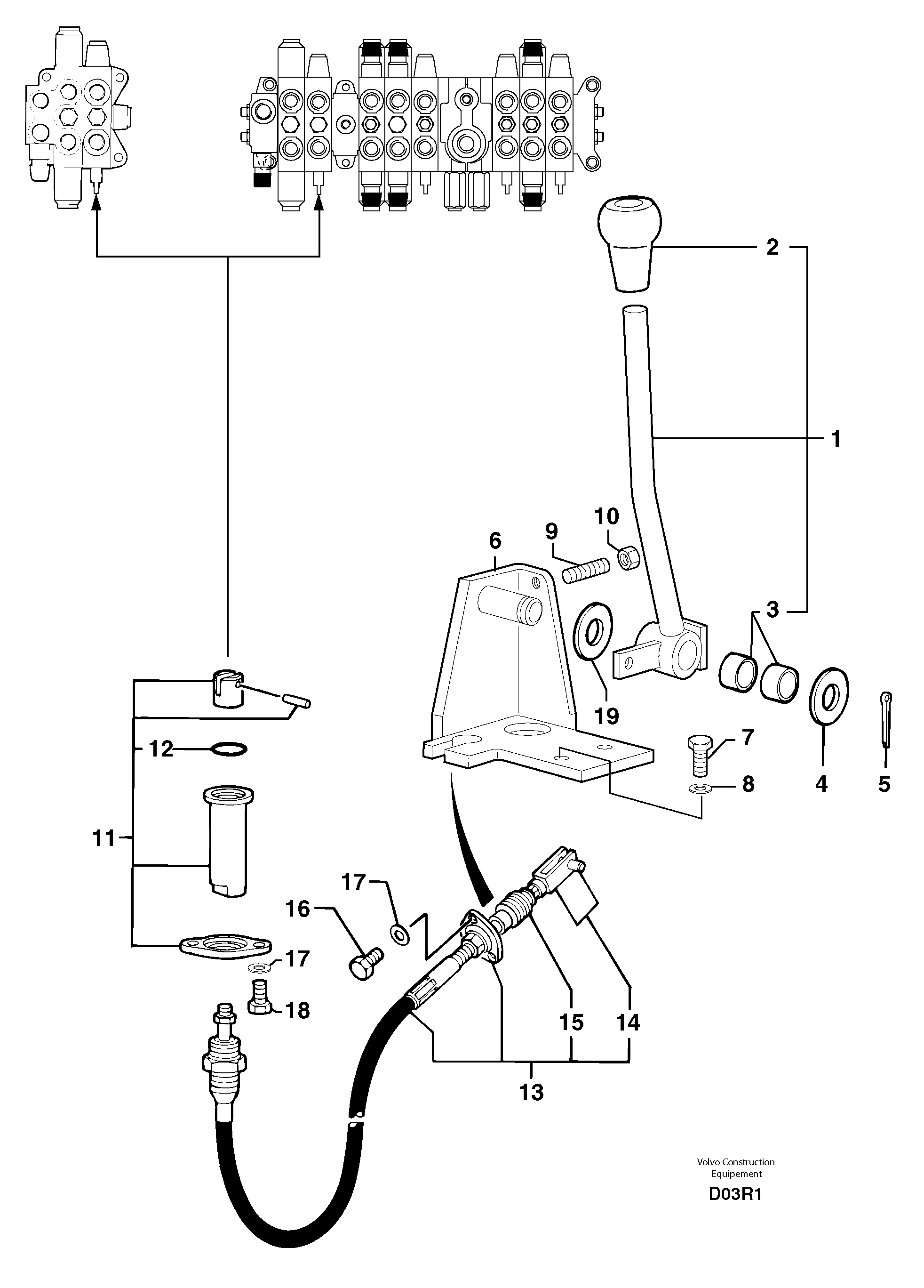 Control lever : dozer blade — volvo parts diagram