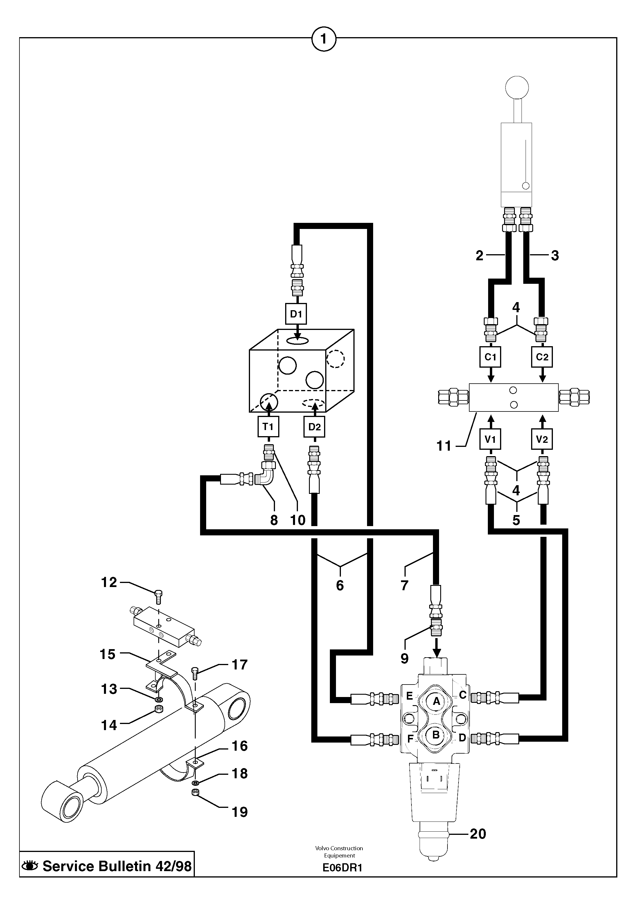 Hydraulic circuit ( balancing valve / offset cylinder ) — volvo parts diagram