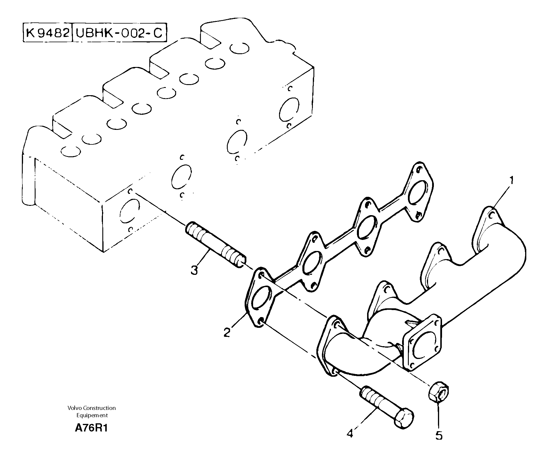 Exhaust manifold — volvo parts diagram