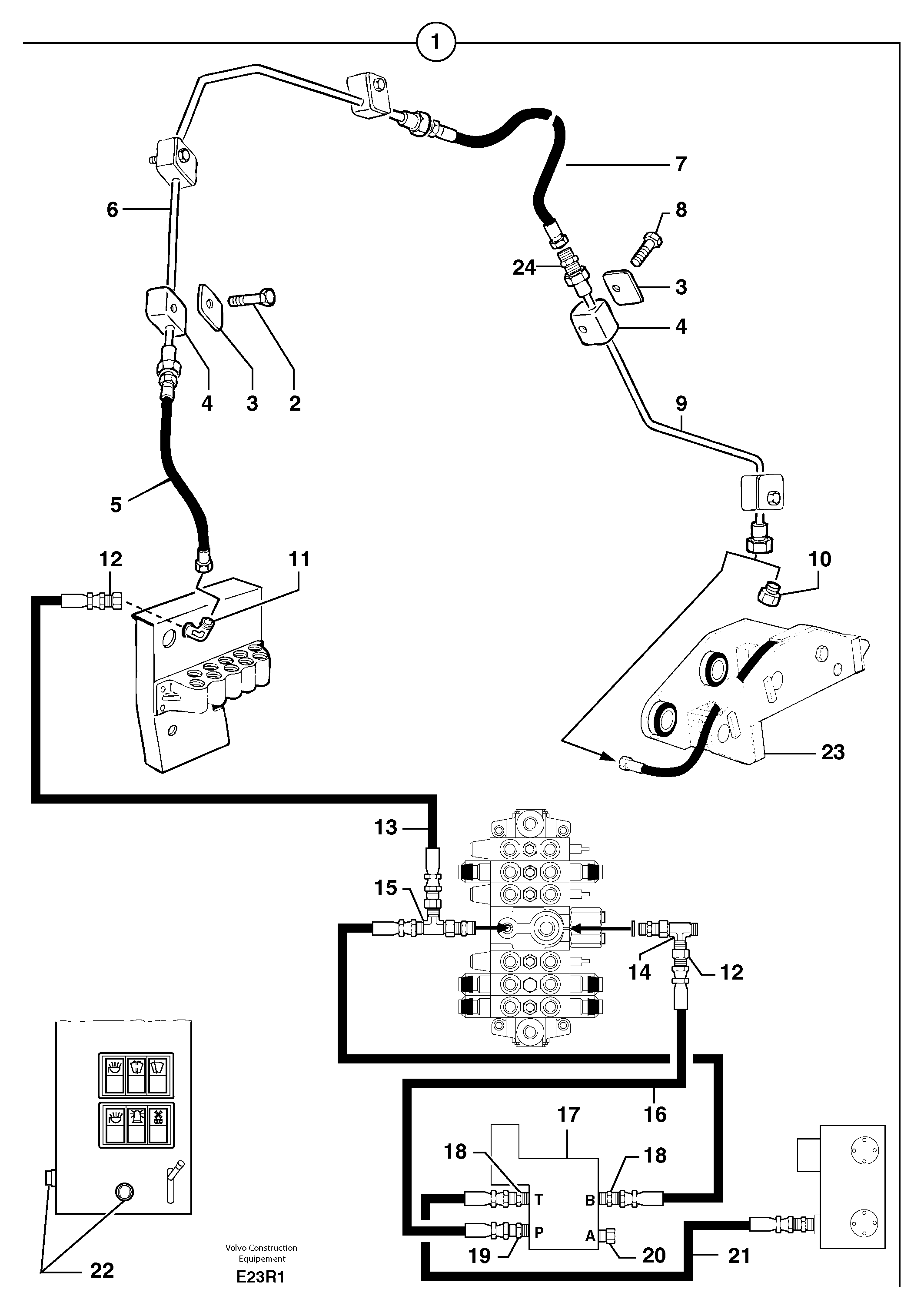 Hydraulic circuit ( snap-action attachment ) — volvo parts diagram