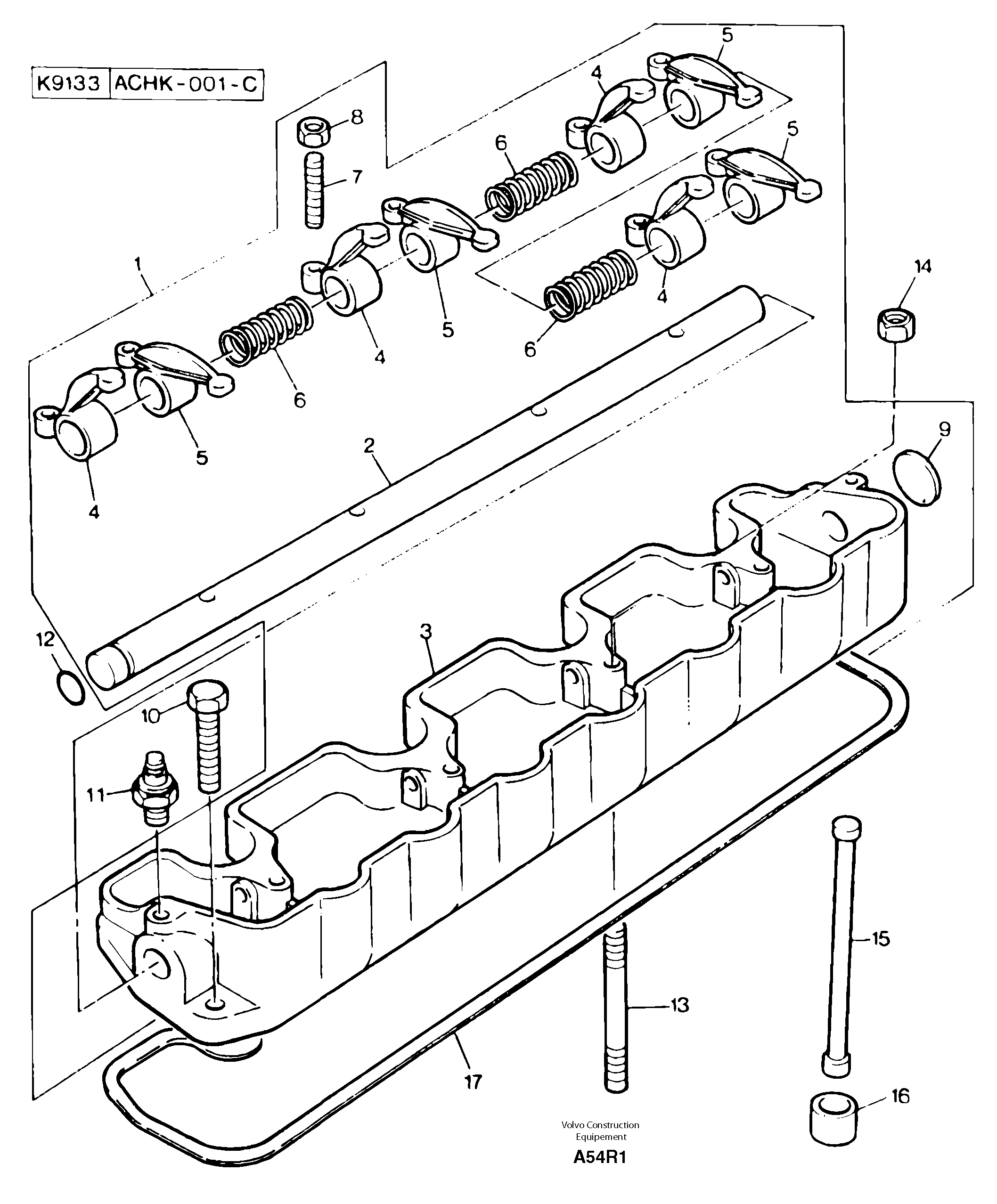 Rocker arm shaft — volvo parts diagram
