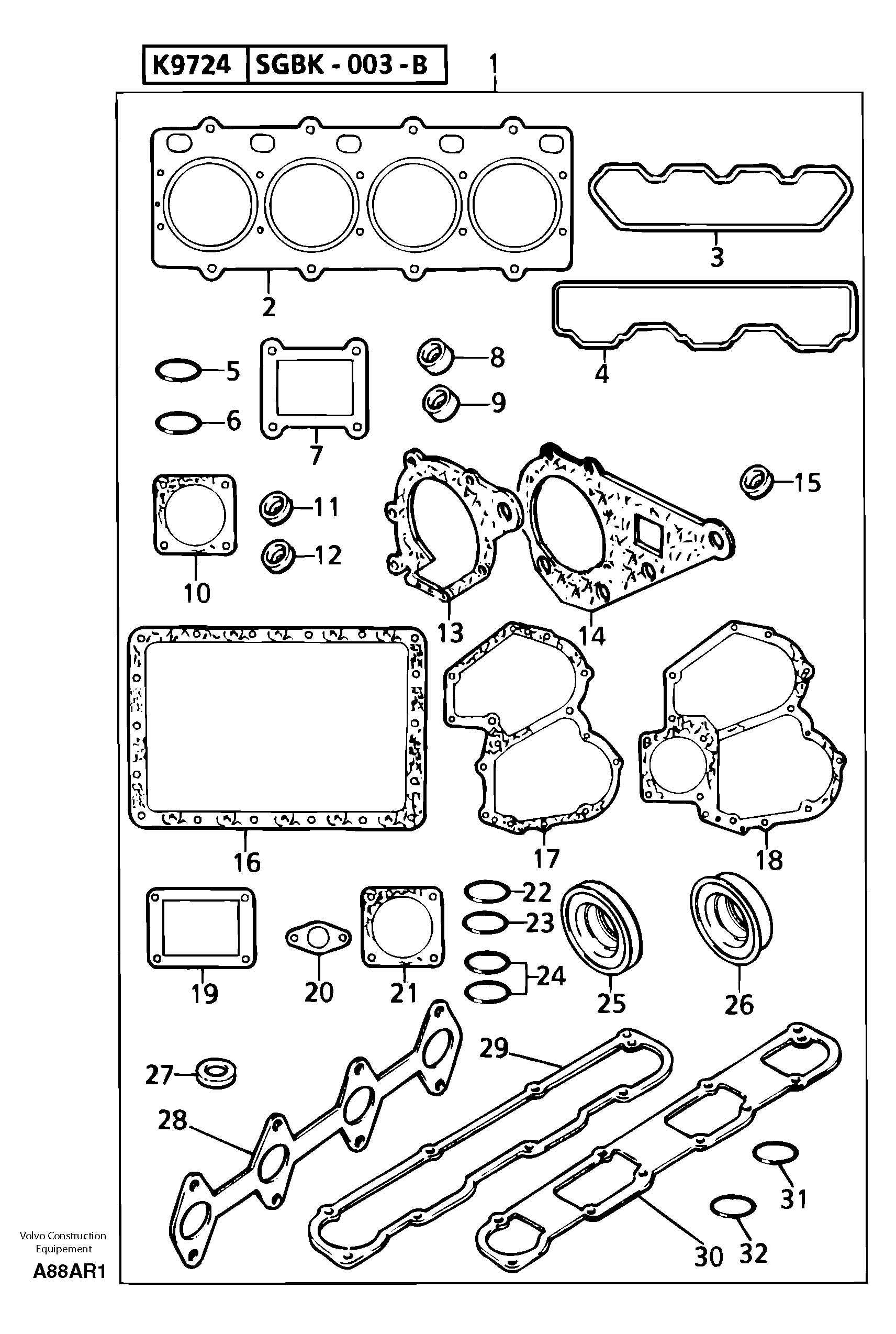 Engine gasket kit — volvo parts diagram