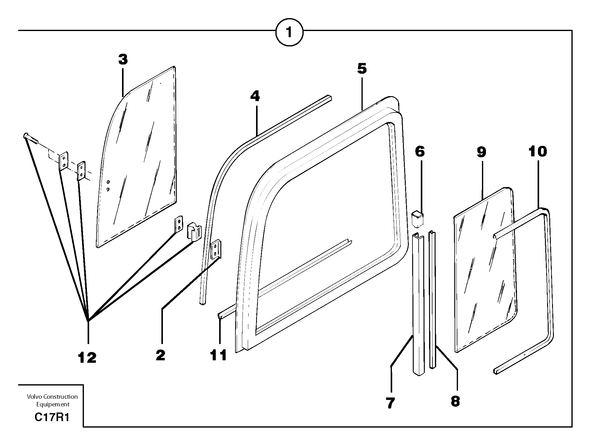 Cab : sliding window ( right ) — volvo parts diagram
