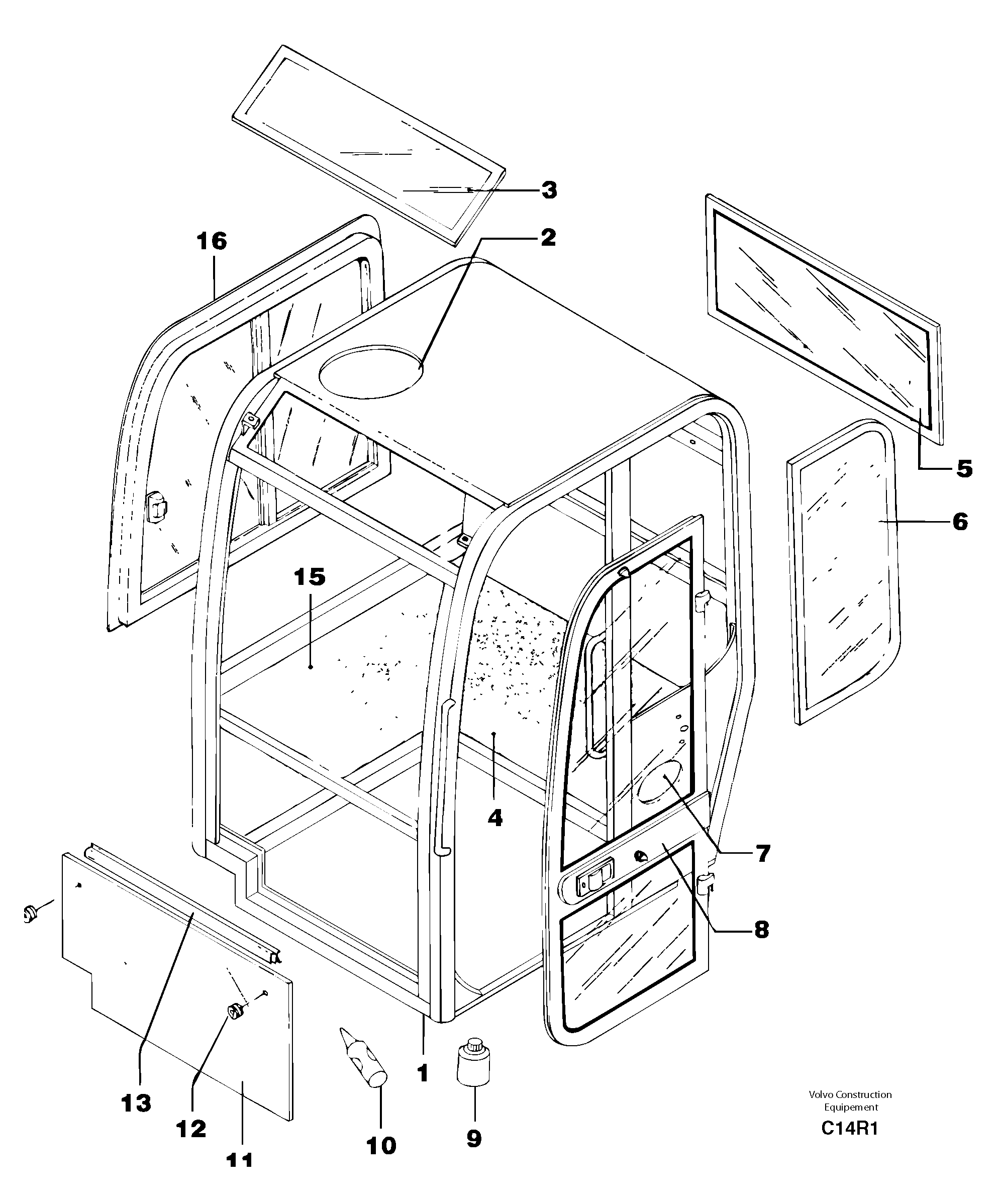 Cab : glass — volvo parts diagram
