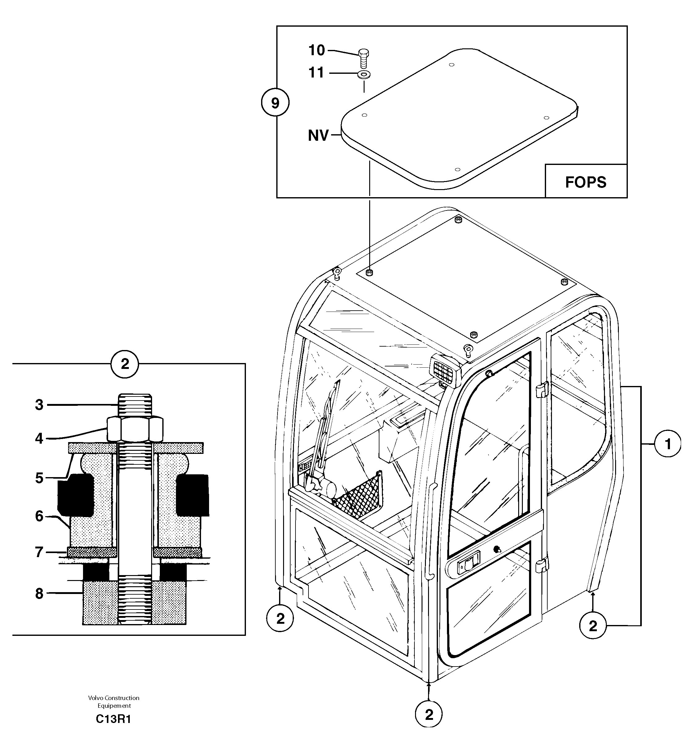 Equipped cabin — volvo parts diagram