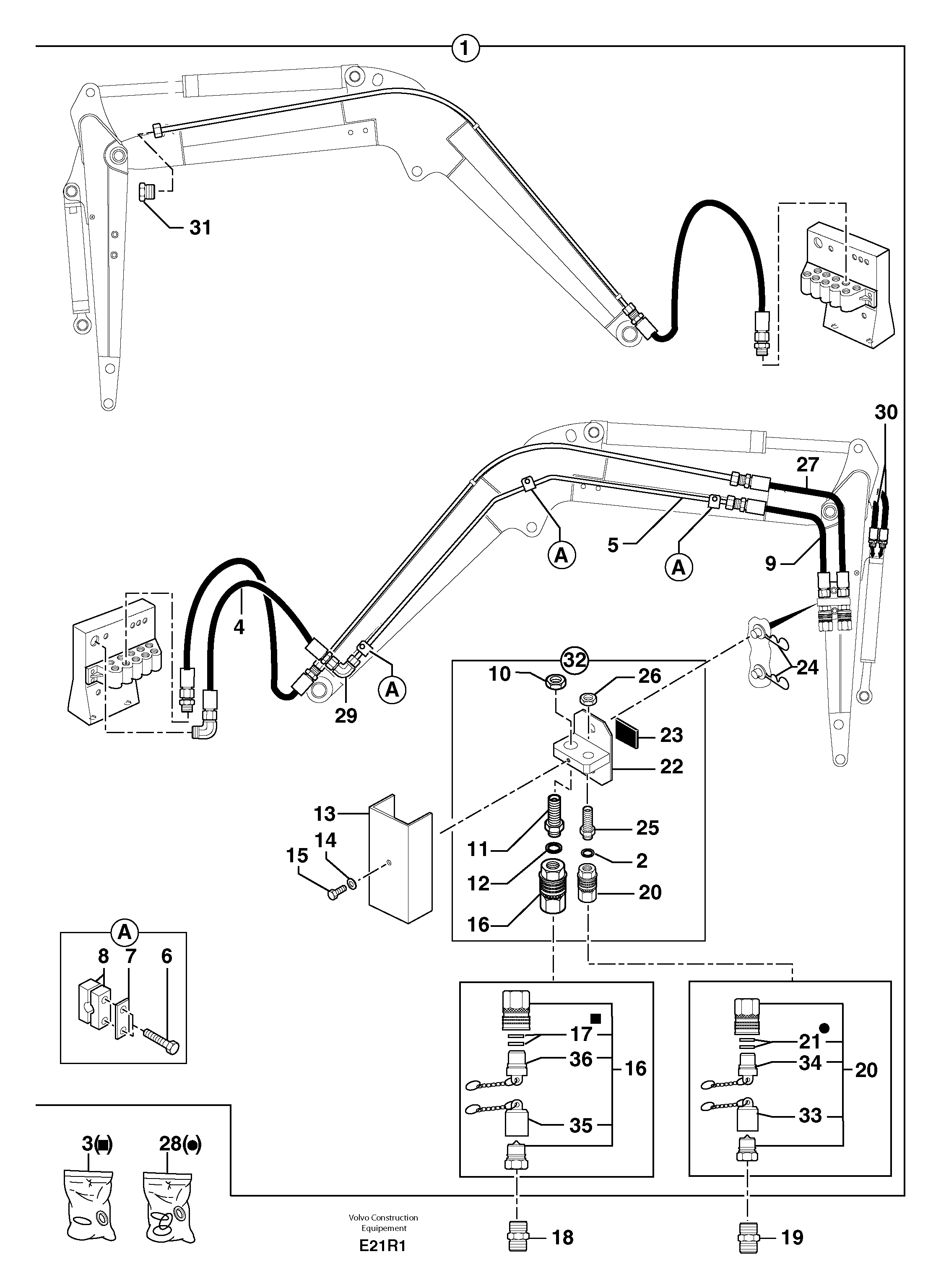 Hydraulic circuit ( accessories - 75 l/min ) — volvo parts diagram