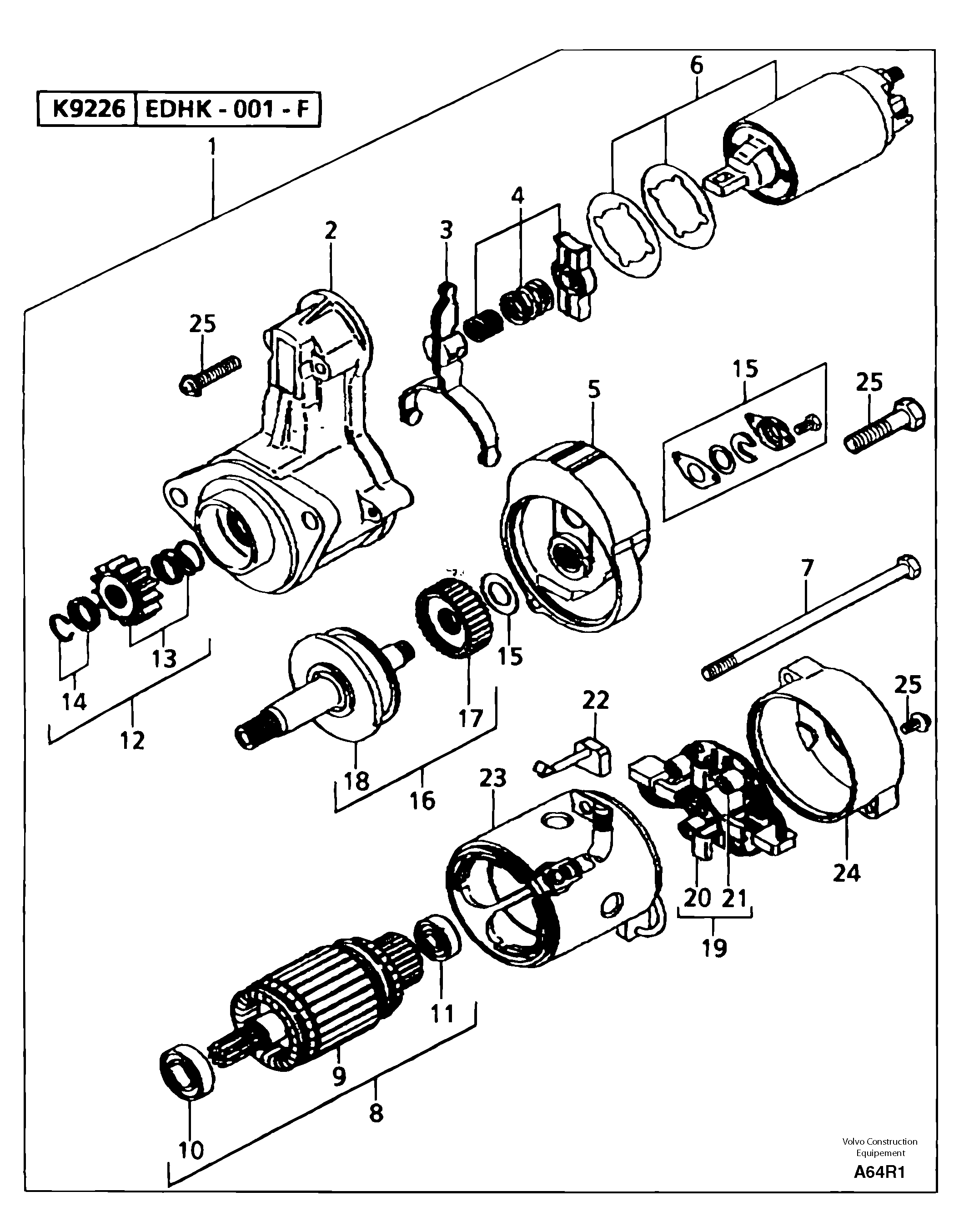 Starter motor  12 V - 2,2 KW — volvo parts diagram