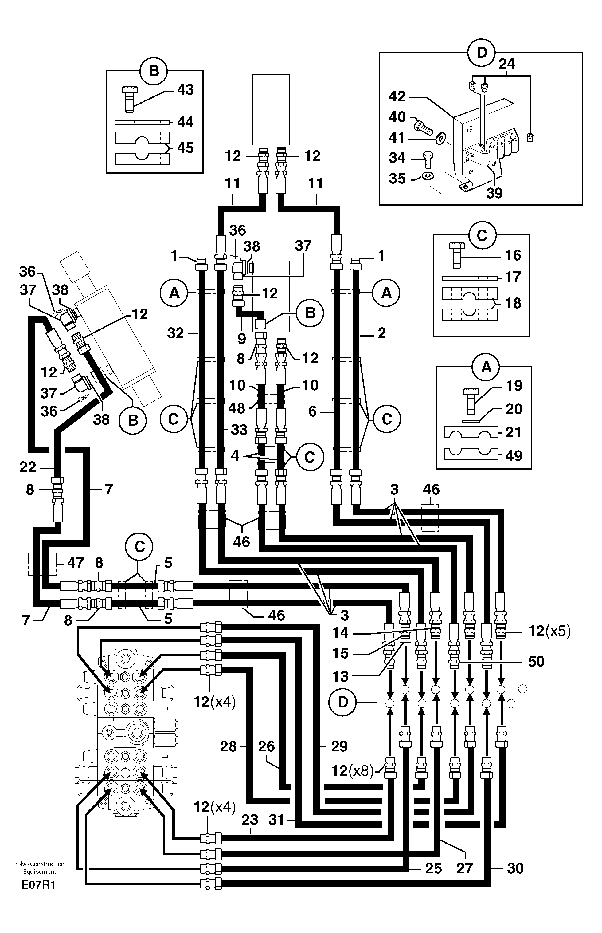 Hydr. circuit.( boom / dipper arm / bucket ) — volvo parts diagram