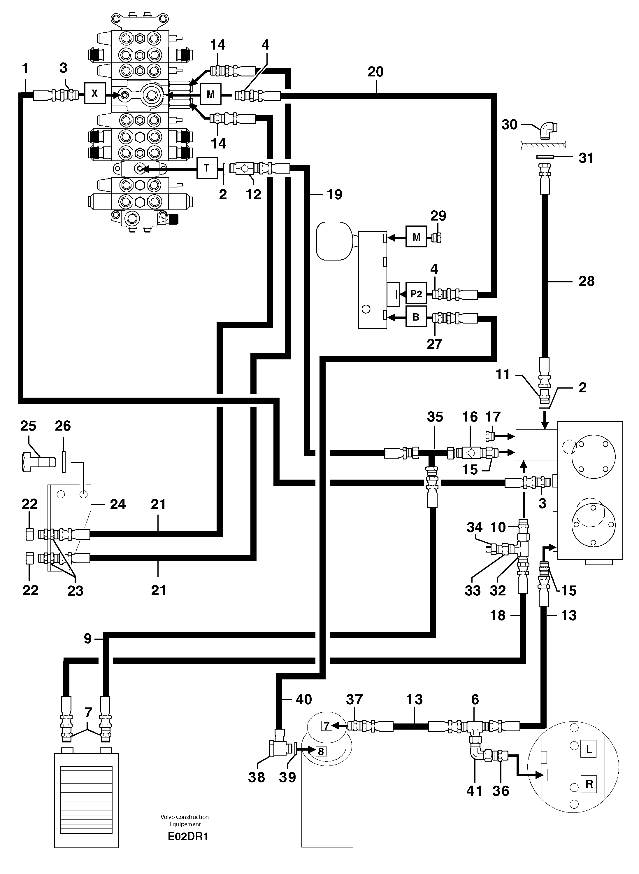 Attachments supply and return circuit — volvo parts diagram