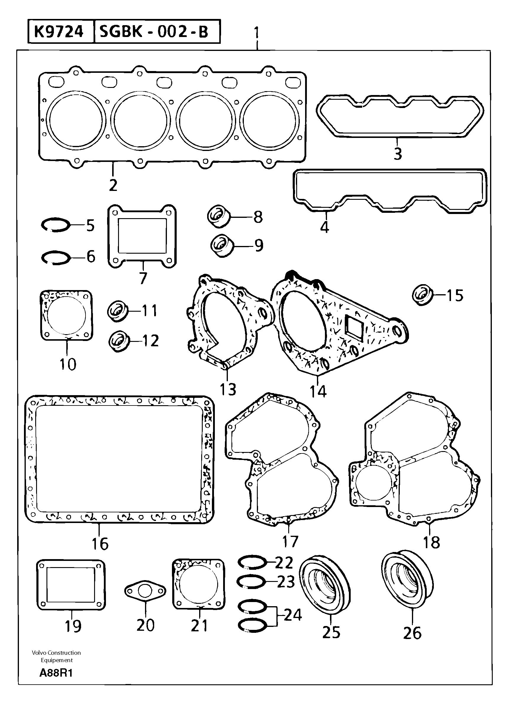 Engine gasket kit — volvo parts diagram