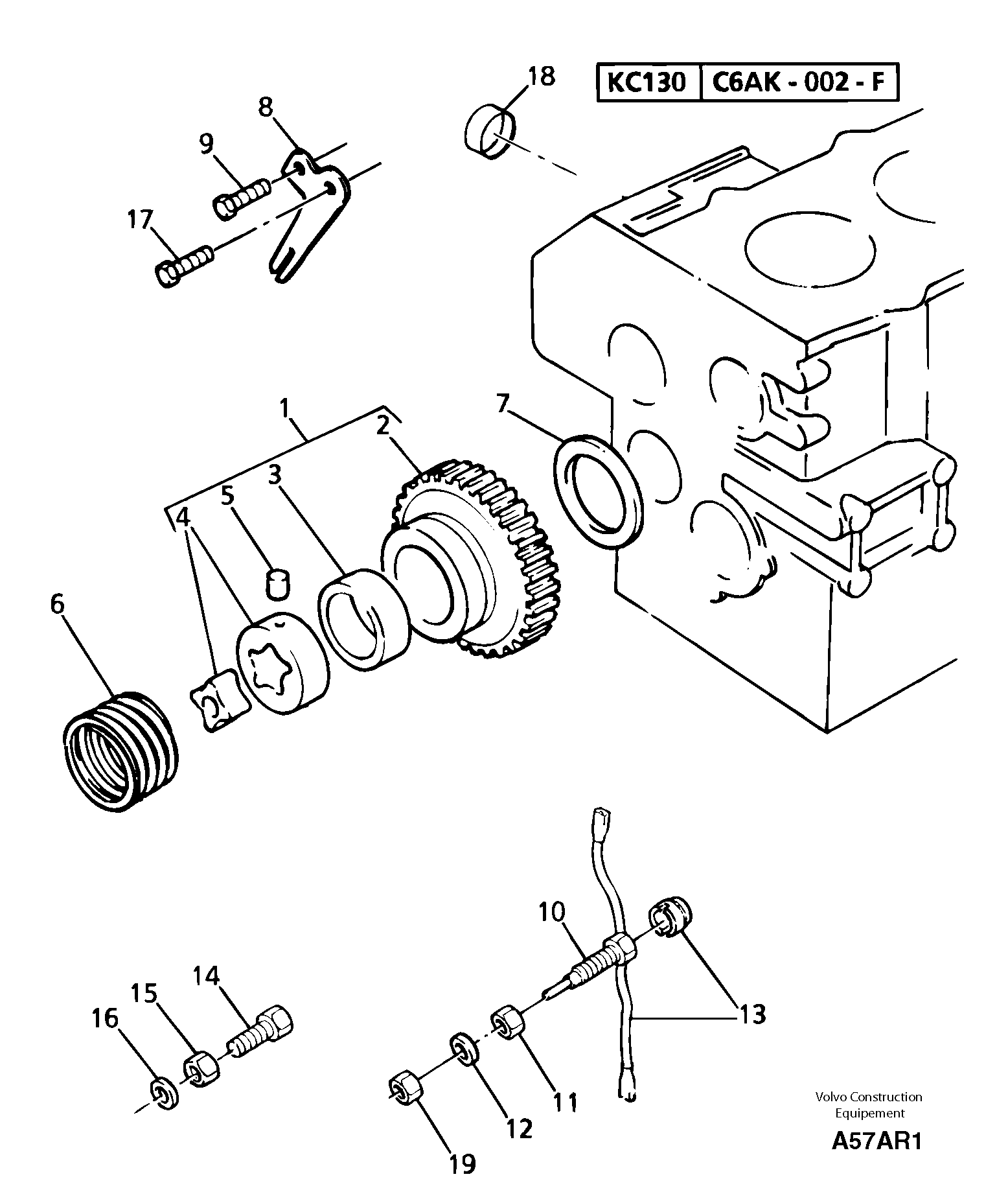 Lubrication oil pump and discharge valve — volvo parts diagram