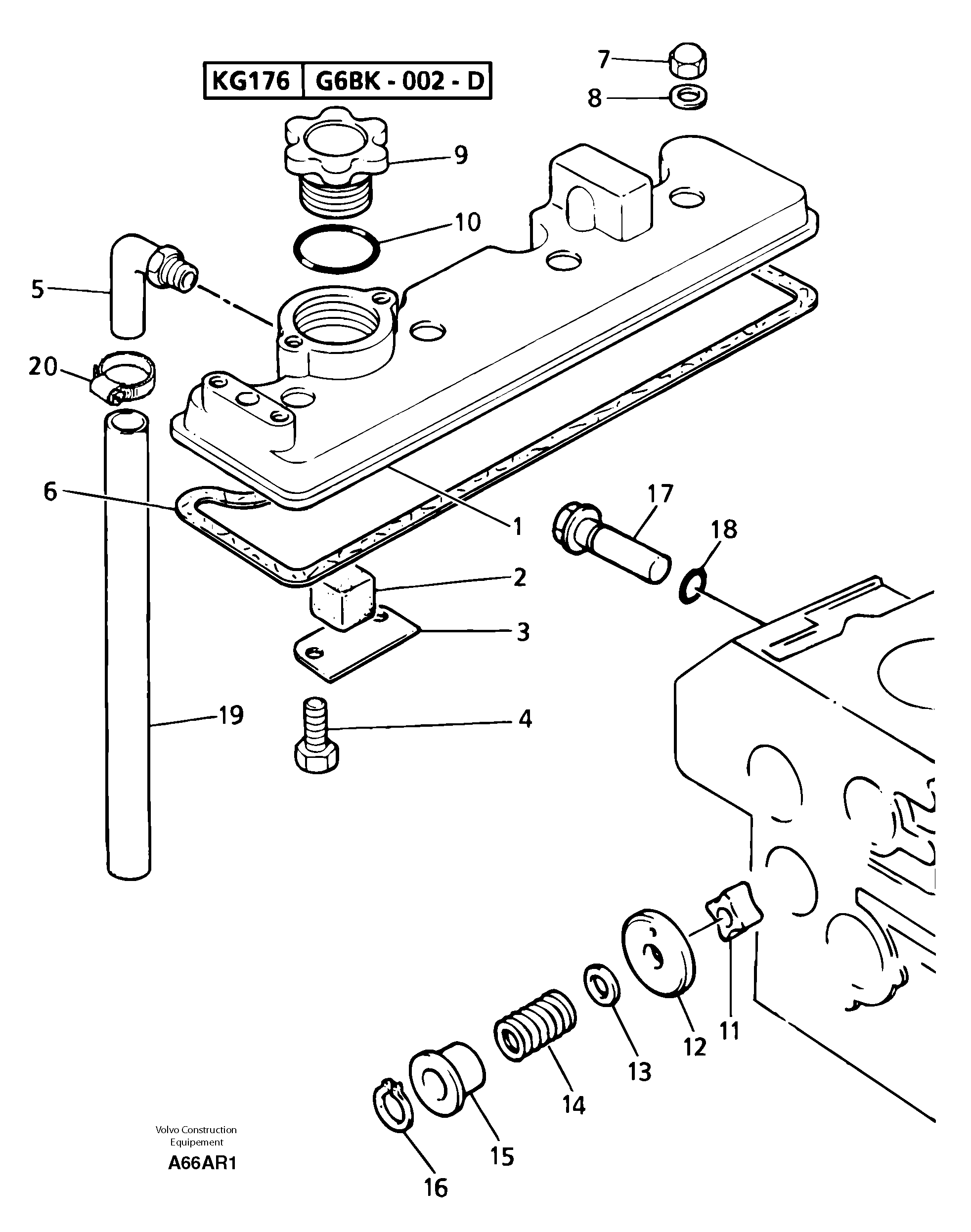 Lubrication oil filler and breather — volvo parts diagram