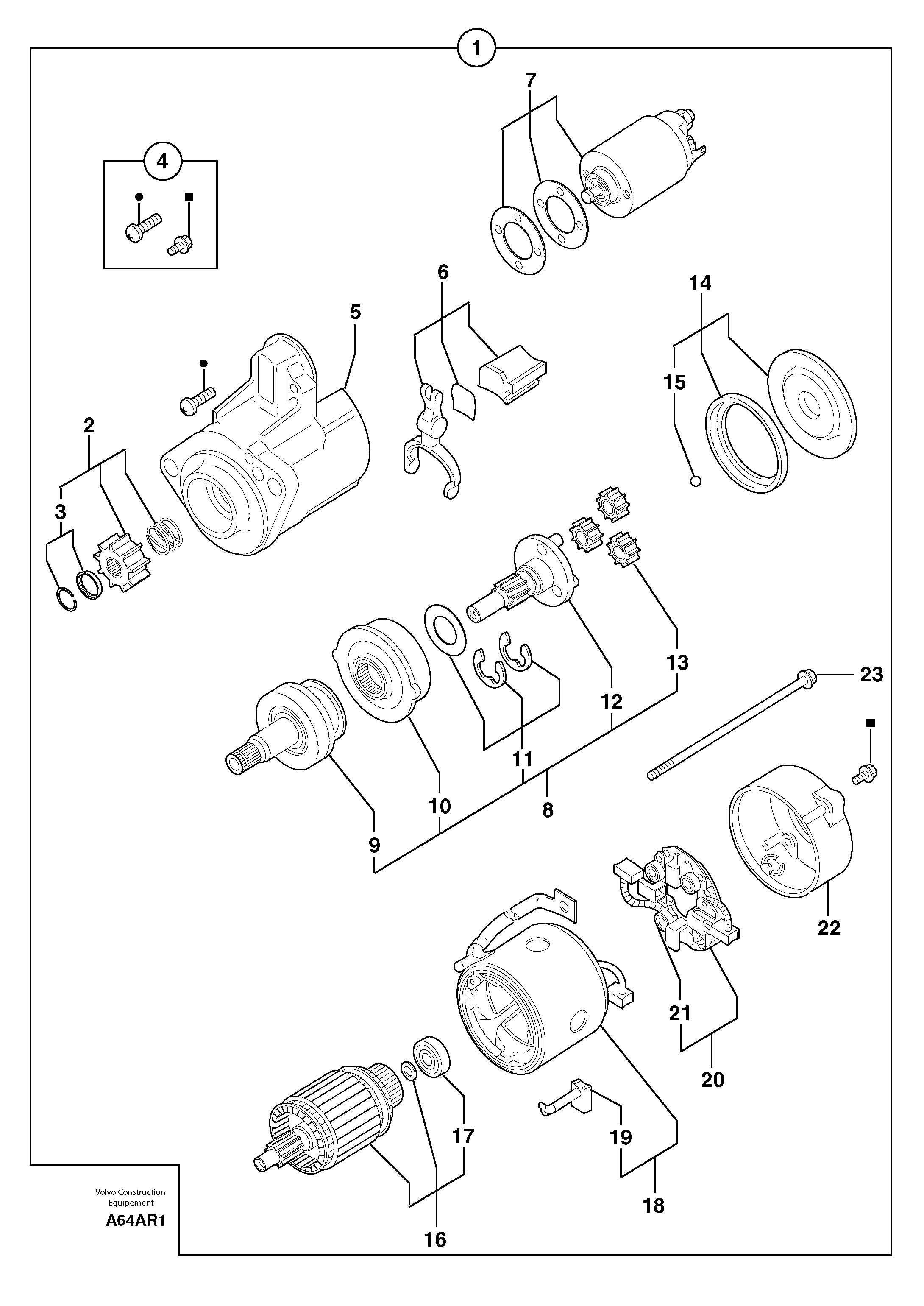 Starter motor  12 V - 2 KW — volvo parts diagram