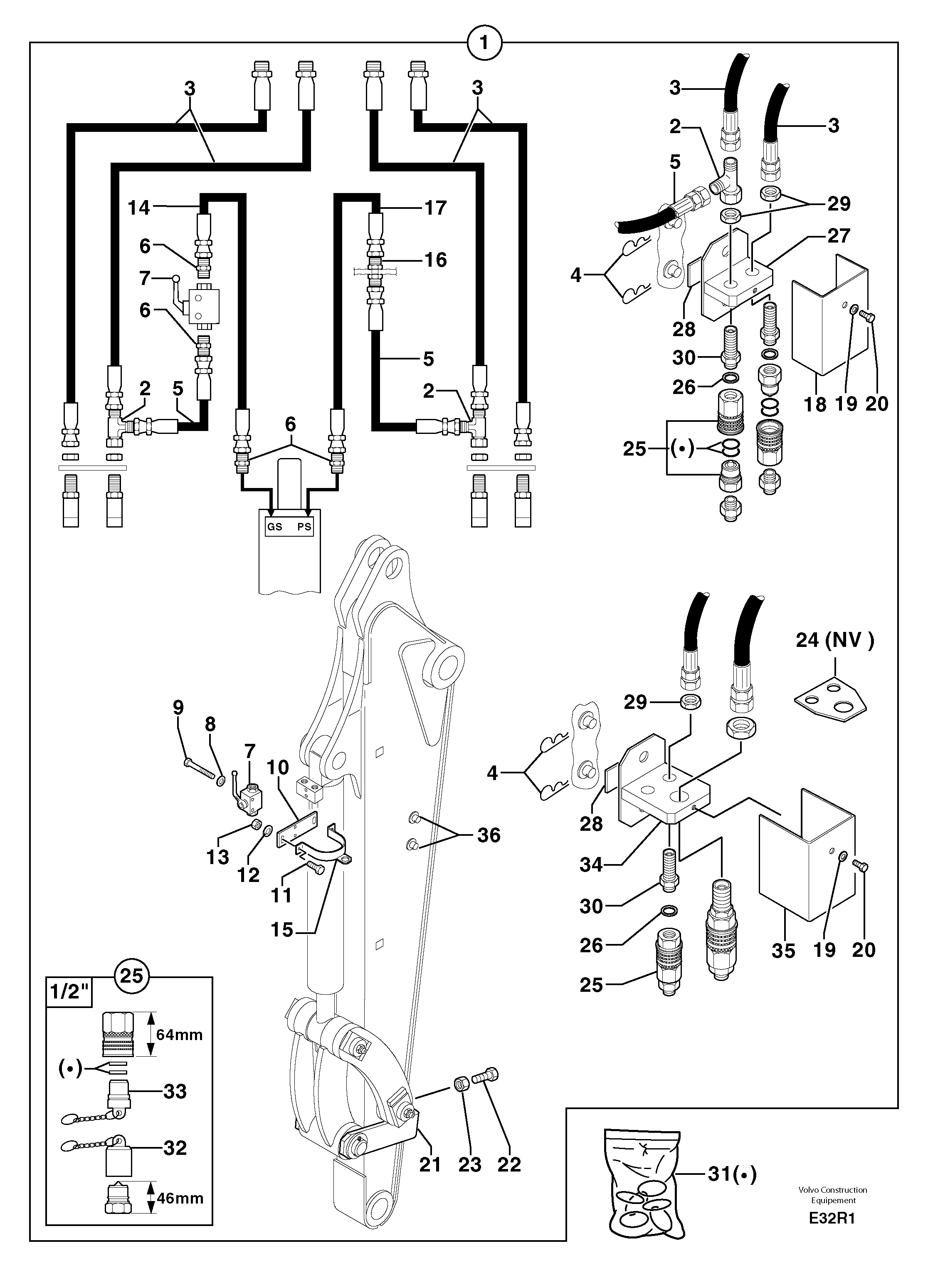 Hydr. circuit. ( attachment ) ( grab jaw ) — volvo parts diagram