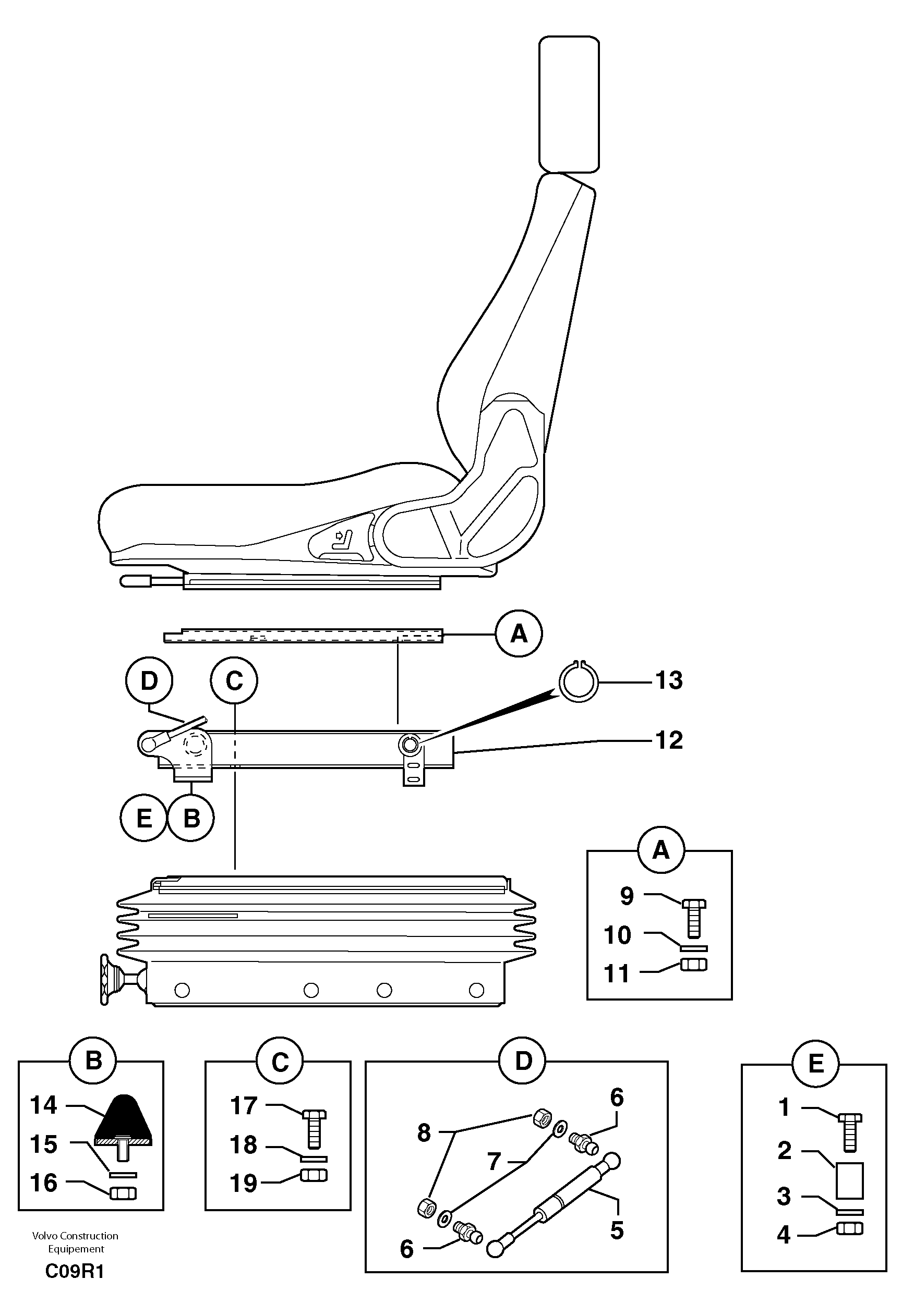 Suspended seat ( holding fixture ) — volvo parts diagram