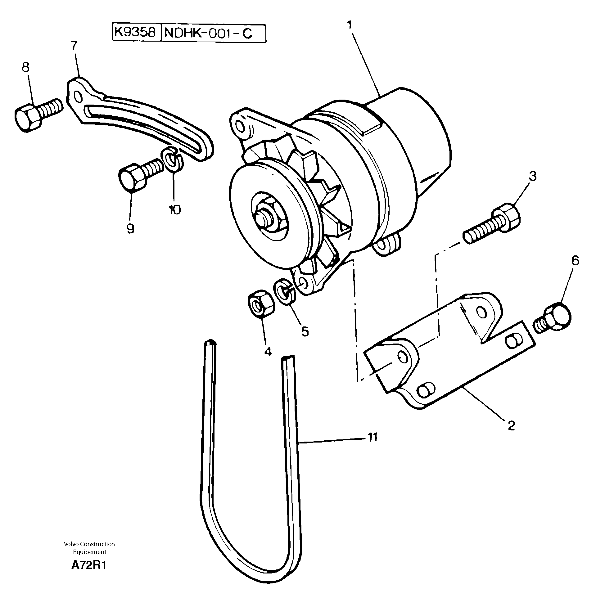 Alternator installation — volvo parts diagram