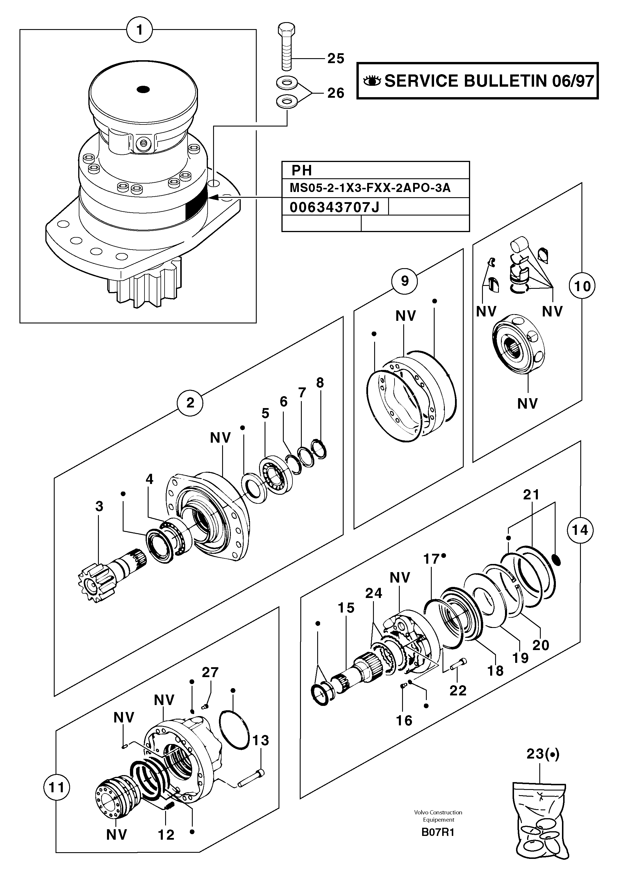 Slewing gear motor — volvo parts diagram