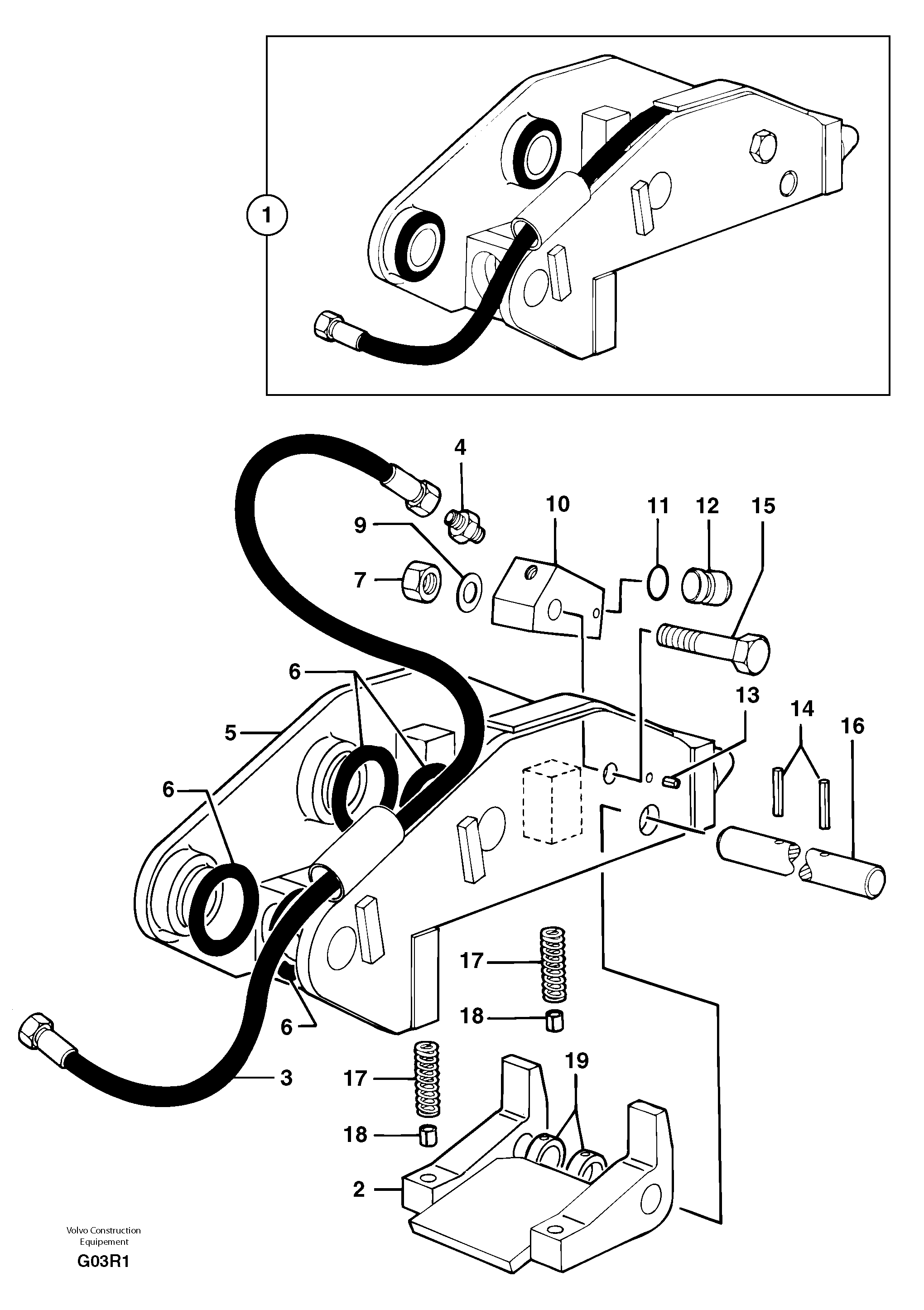Tool holder / hydraulic control — volvo parts diagram