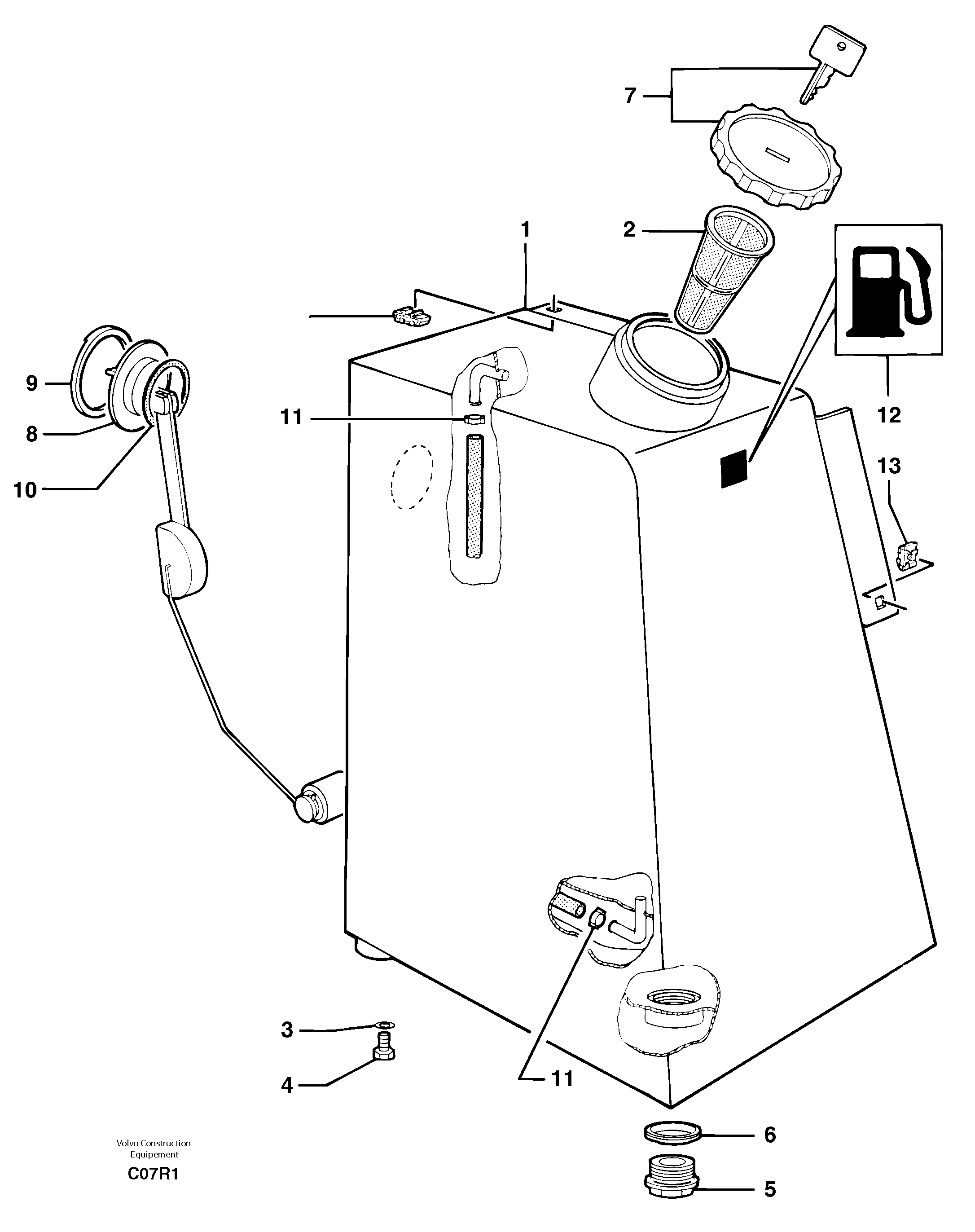 Gas-oil tank — volvo parts diagram