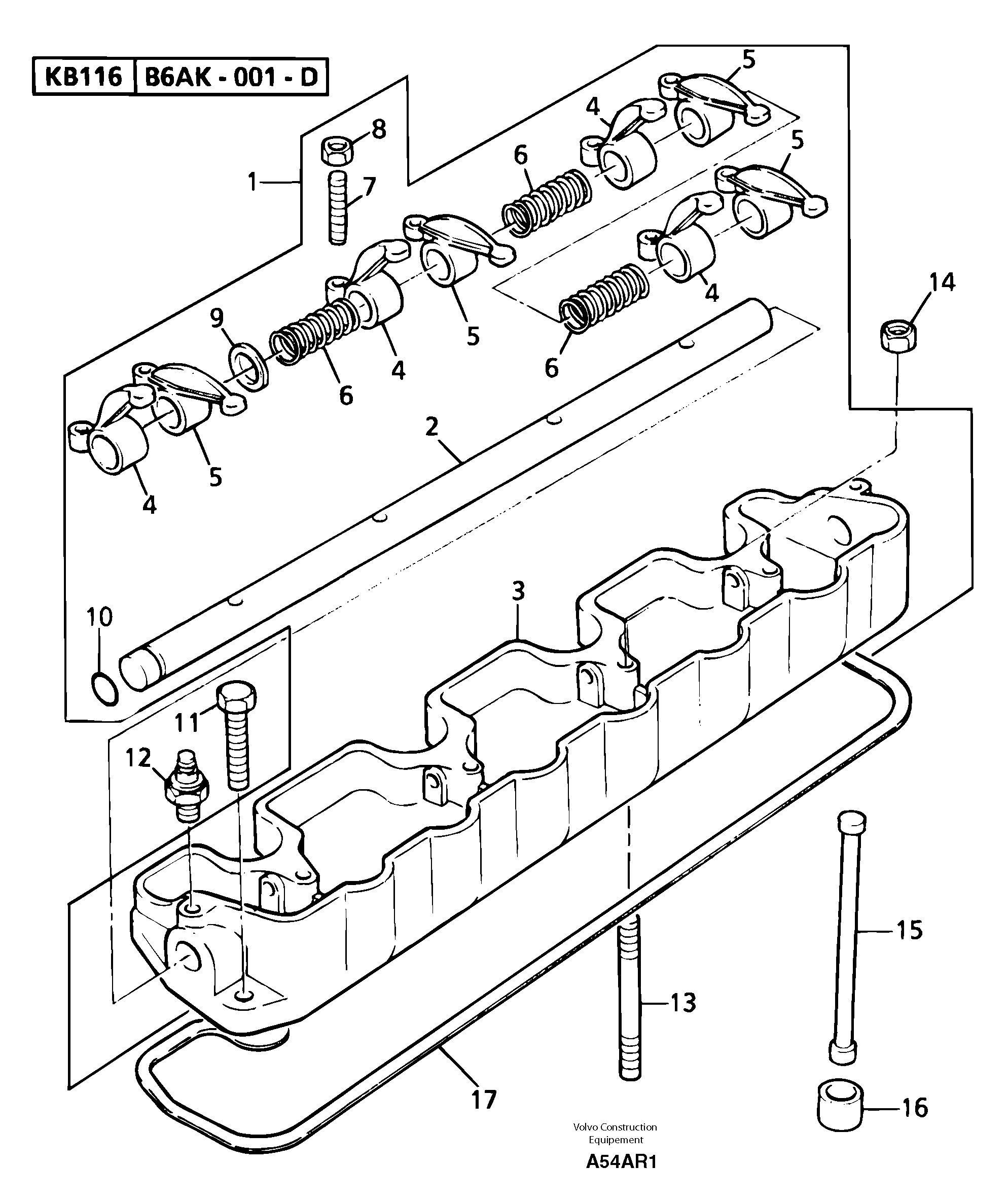 Rocker arm shaft — volvo parts diagram